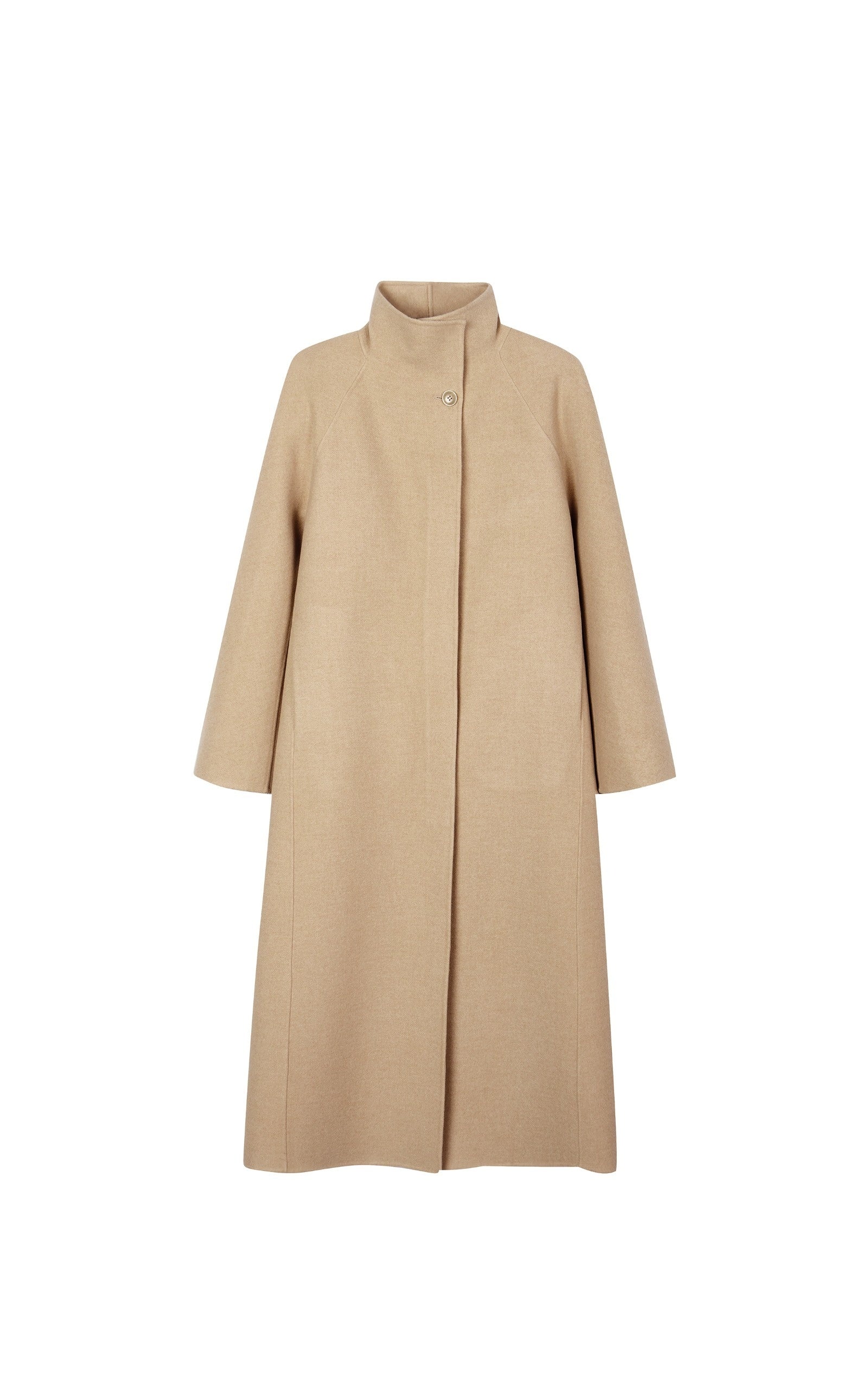 Damen Regular Wollmantel mit gerader Linie in Beige LESS