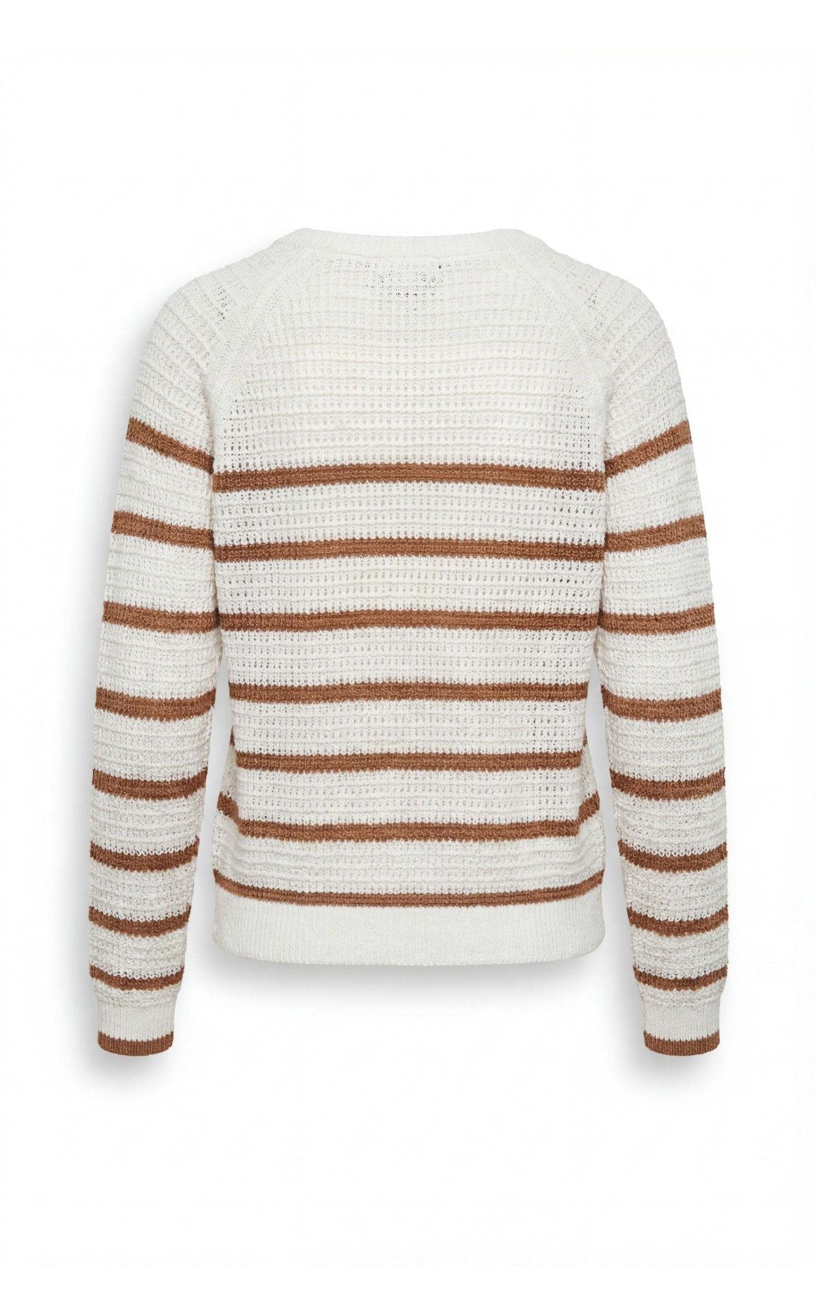 Sommerlicher Papiergarn Blockstreifenpullover im Mocha Mousse Braun