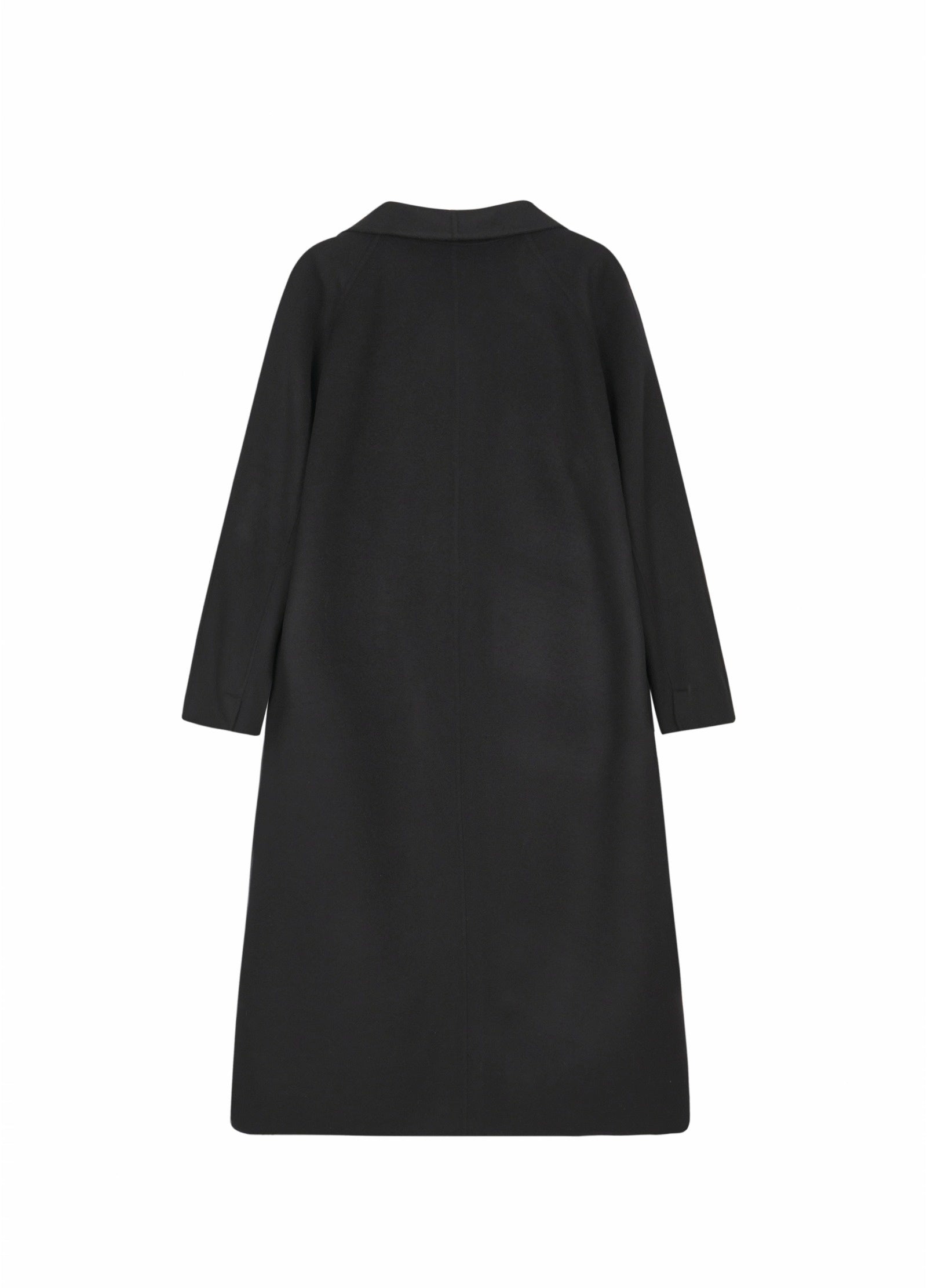 Damen Regular Wollmantel mit Stehkragen Schwarz LESS