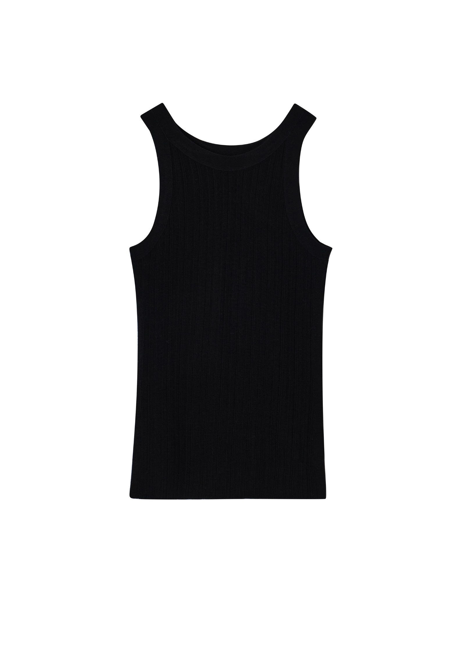 Damen Slim Stricktop mit edlem Kashmere Schwarz LESS