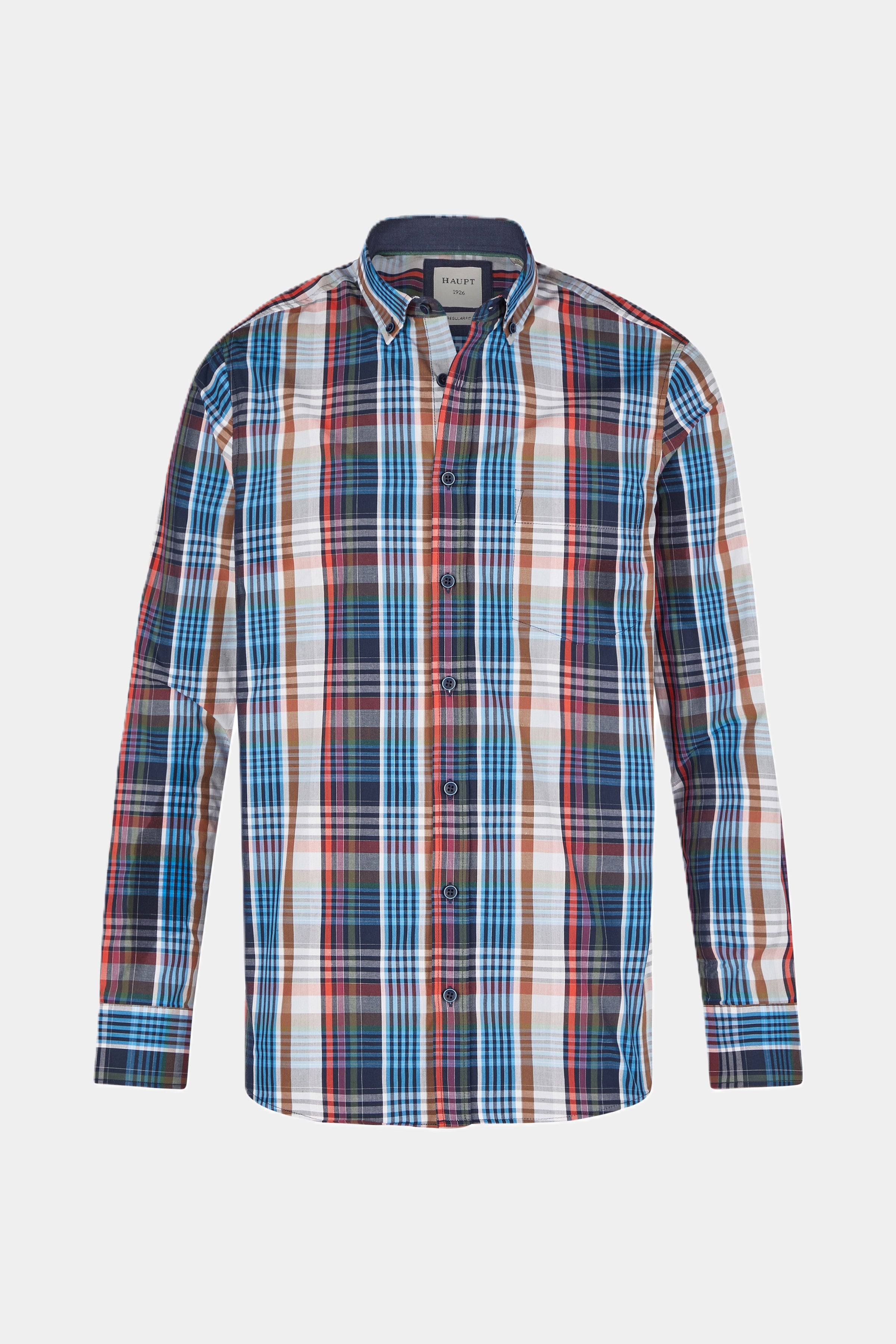 Chemise homme Popelin Regular Fit principale à carreaux bleu marine