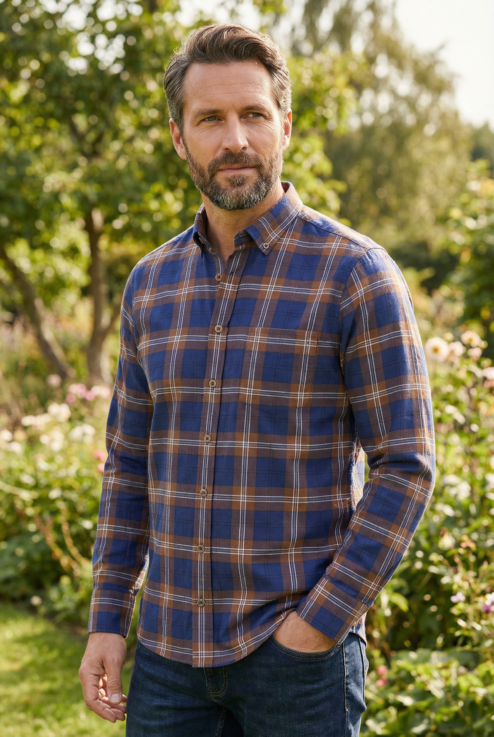 Koszula męska z bawełny BROWN