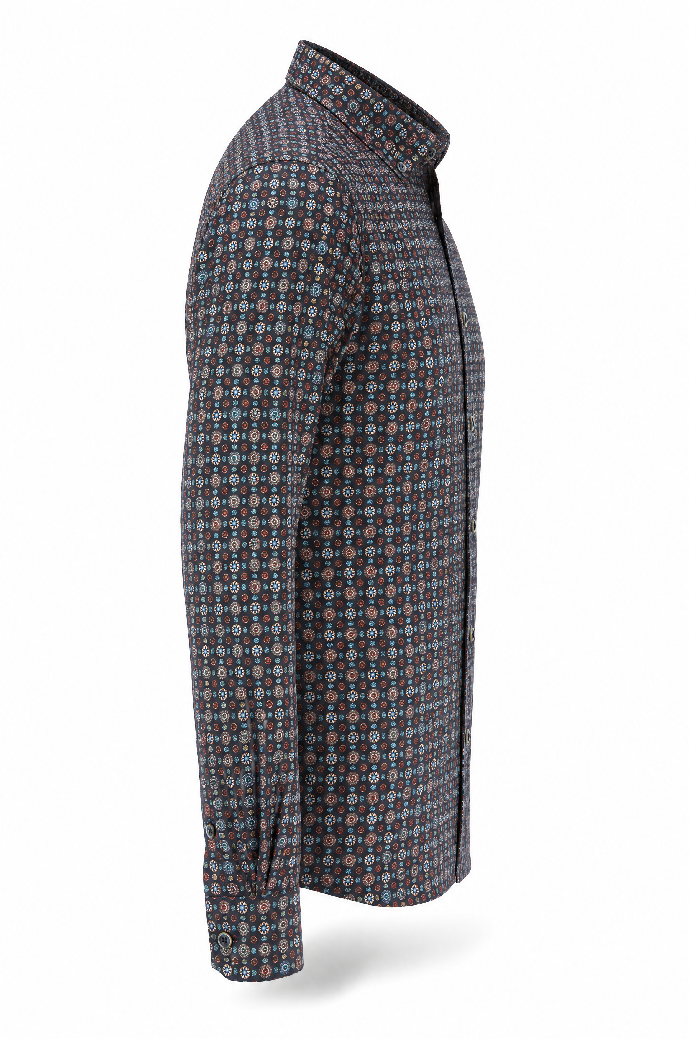 Cotton Long-Sleeve Men's Shirt, Modern Fit, All-Over Print, Spring