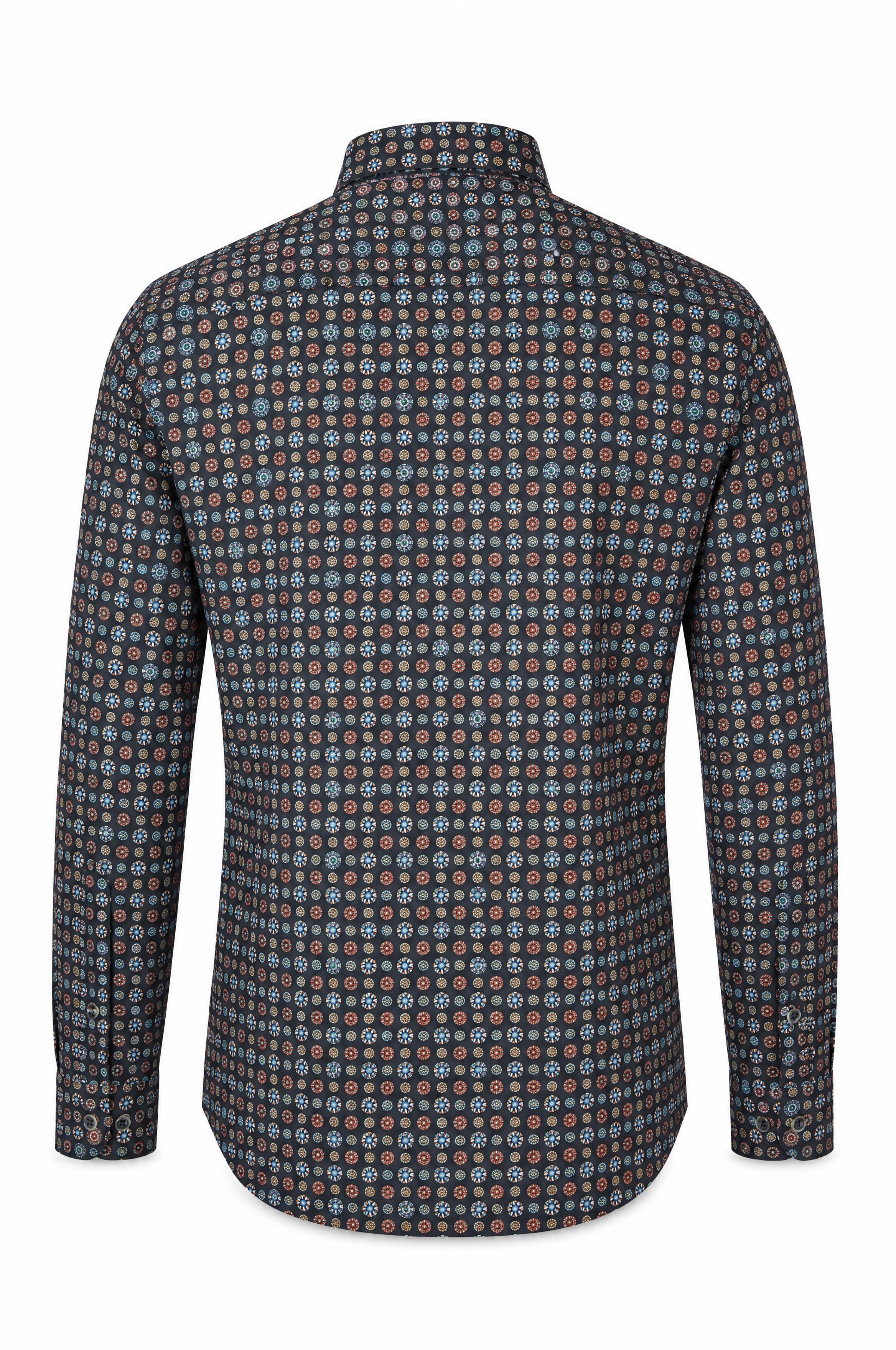 Cotton Long-Sleeve Men's Shirt, Modern Fit, All-Over Print, Spring