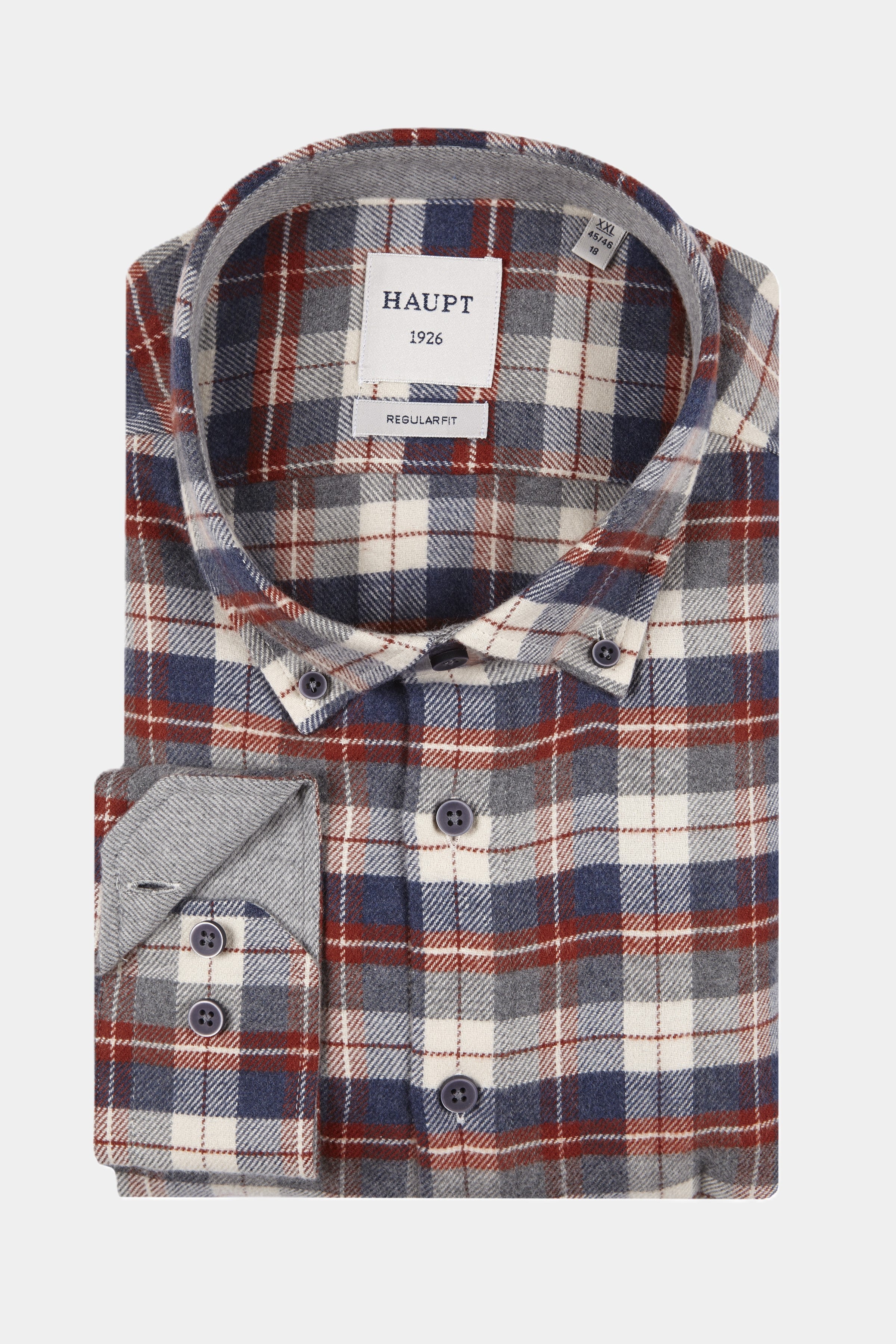 Chemise homme à manches longues en flanelle moderne coupe ajustée avec motif à carreaux aux couleurs des USA