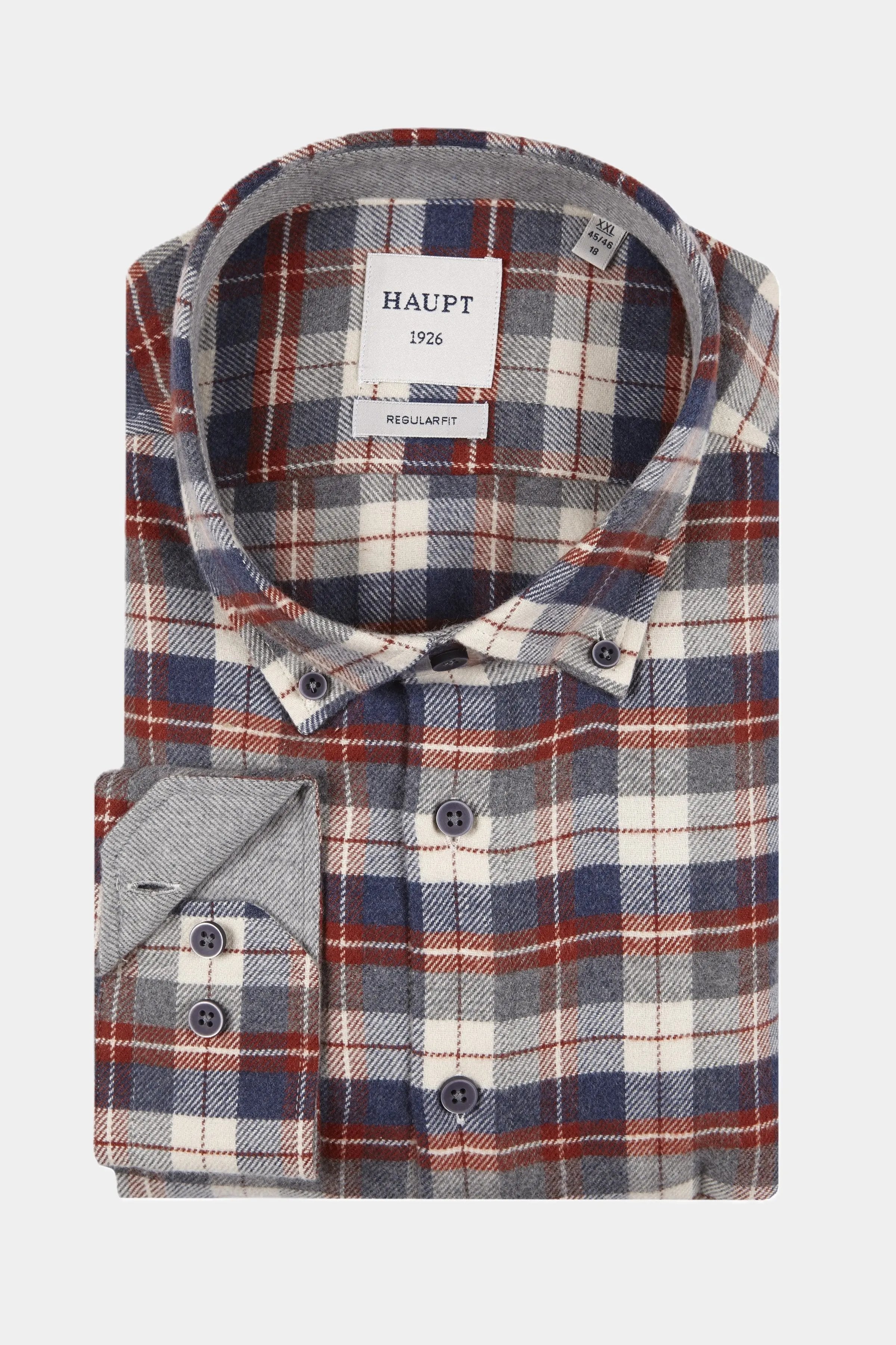 Haupt Flanell Modern Fit Langarm Herrenhemd mit kariertem Muster Haupt