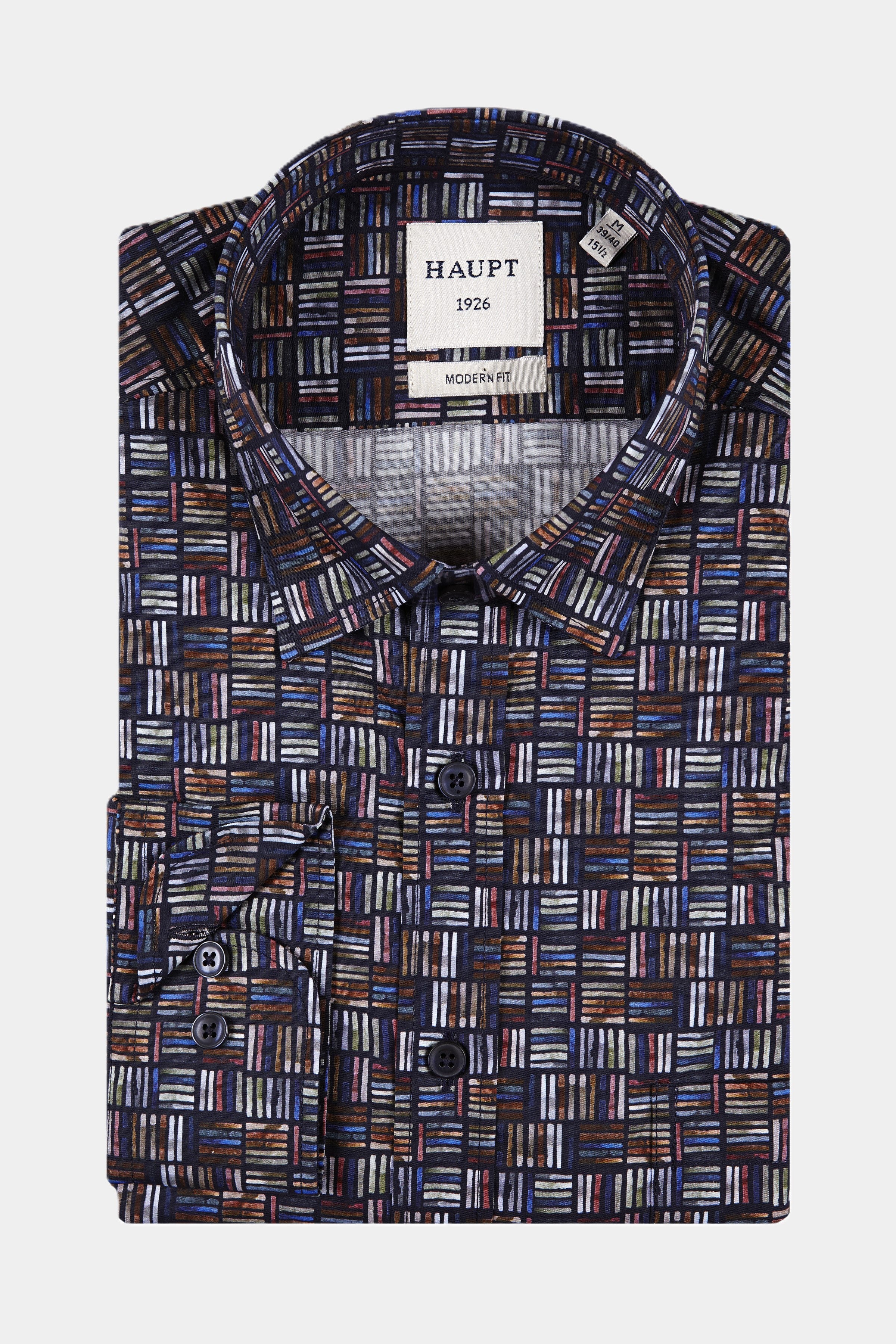 Chemise homme en coton à manches longues Modern Fit principale avec rayures colorées MULTICOLOUR