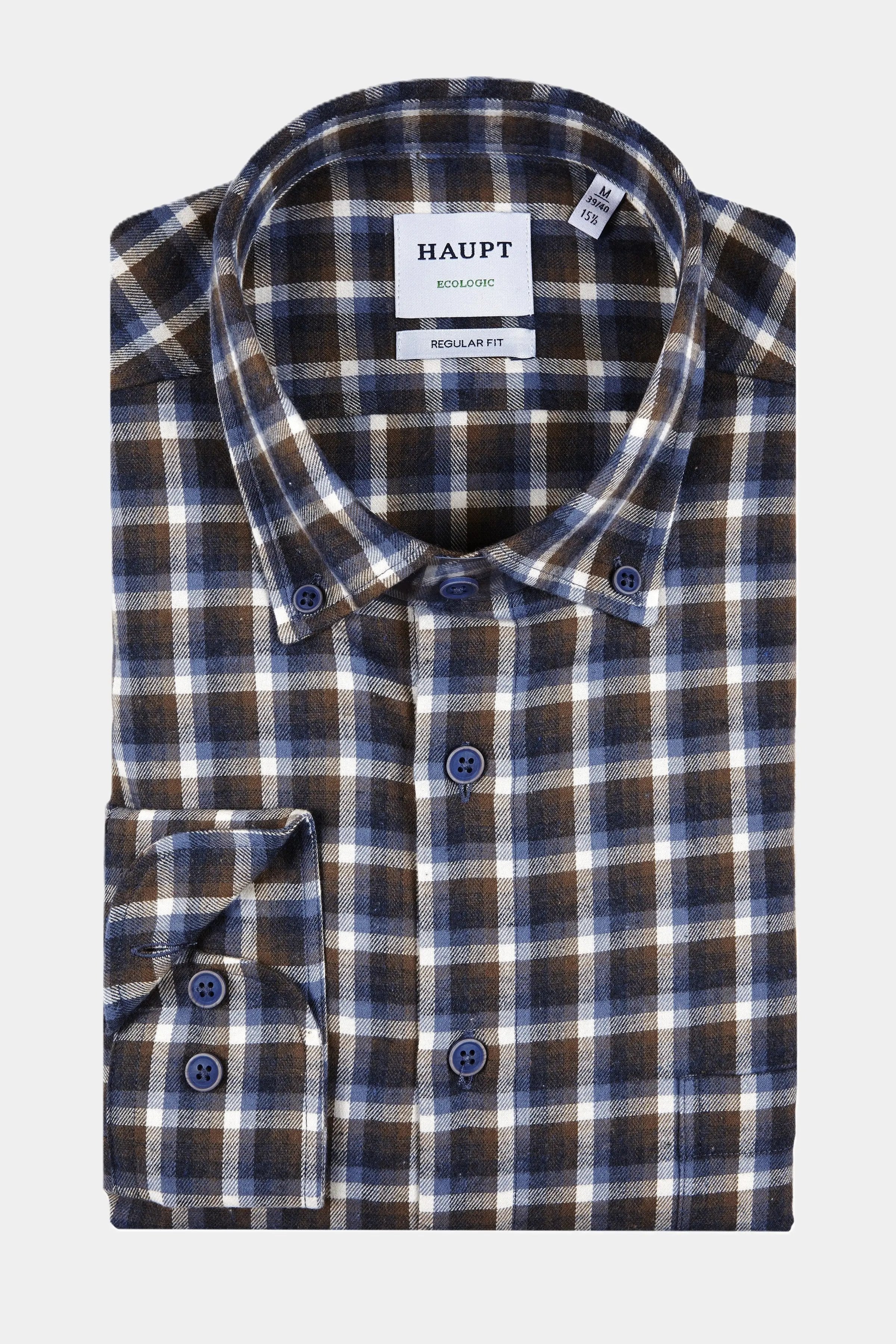 Haupt Flanell Langarm Herrenhemd Regular Fit Karomuster NAVY Haupt