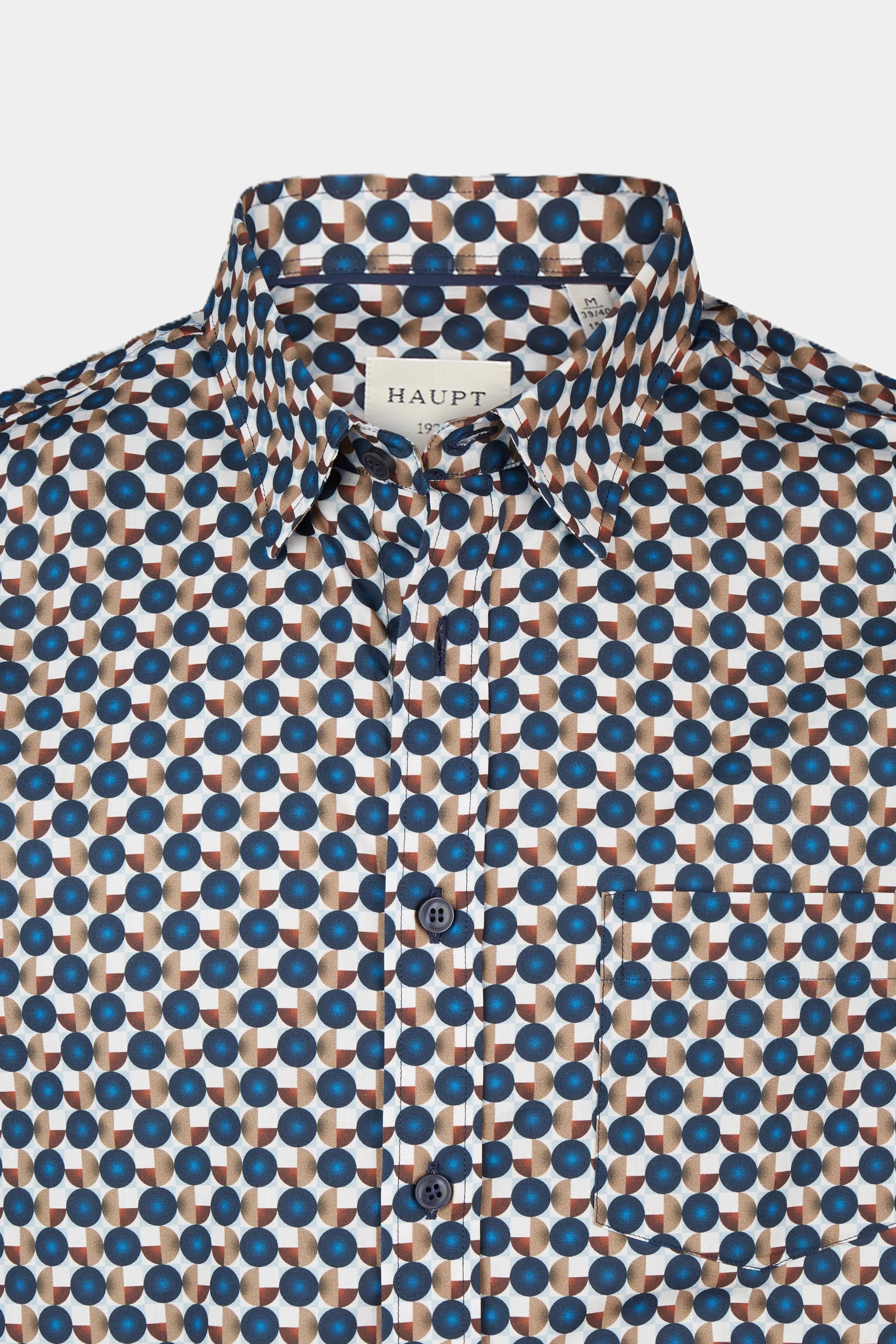 Haupt Popelin Modern Fit Langarm Herrenhemd im Allover Punktmuster in BROWN Haupt