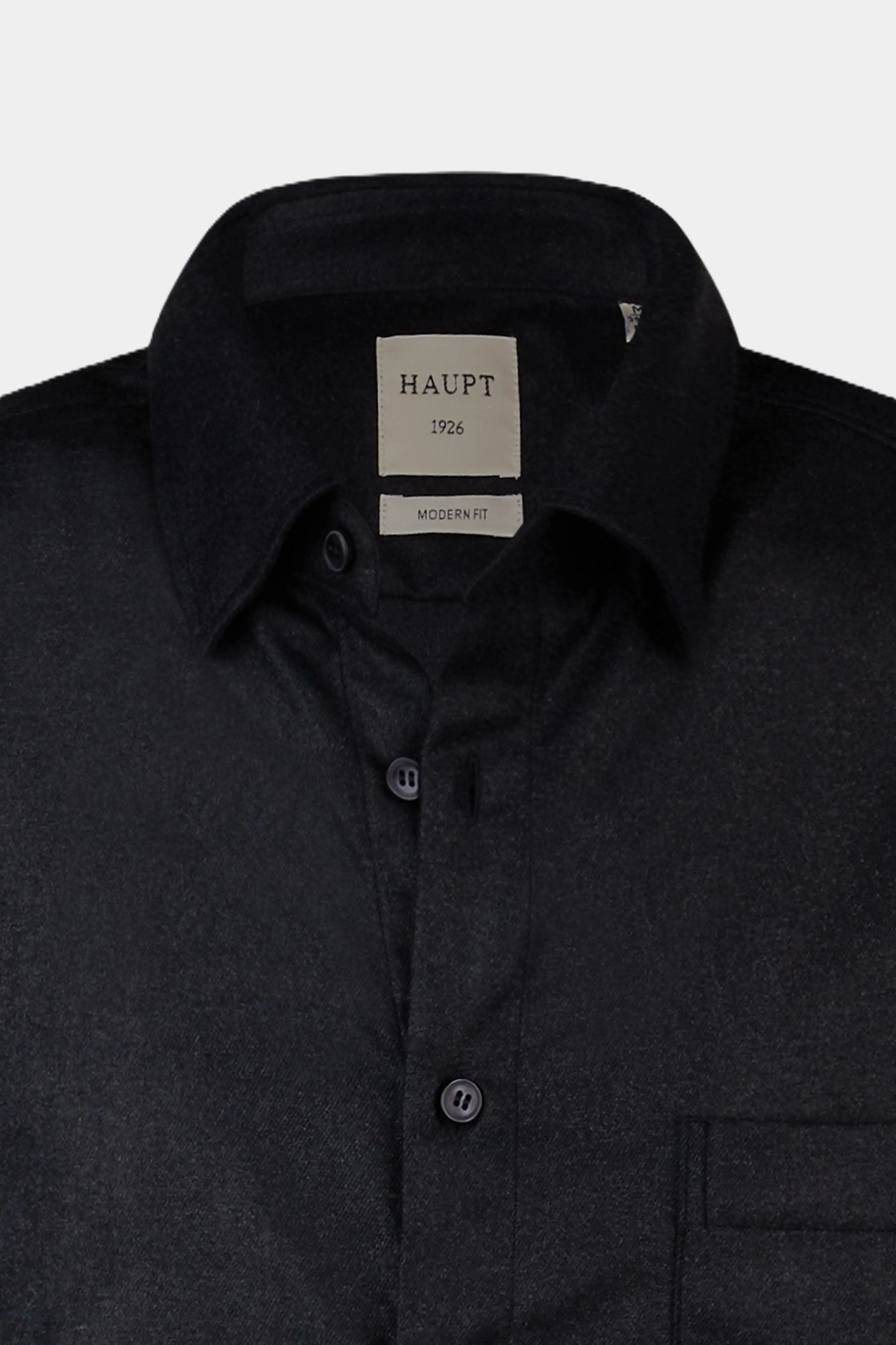 Haupt Flanell Modern Fit Langarm Herrenhemd in Uni Navy Haupt