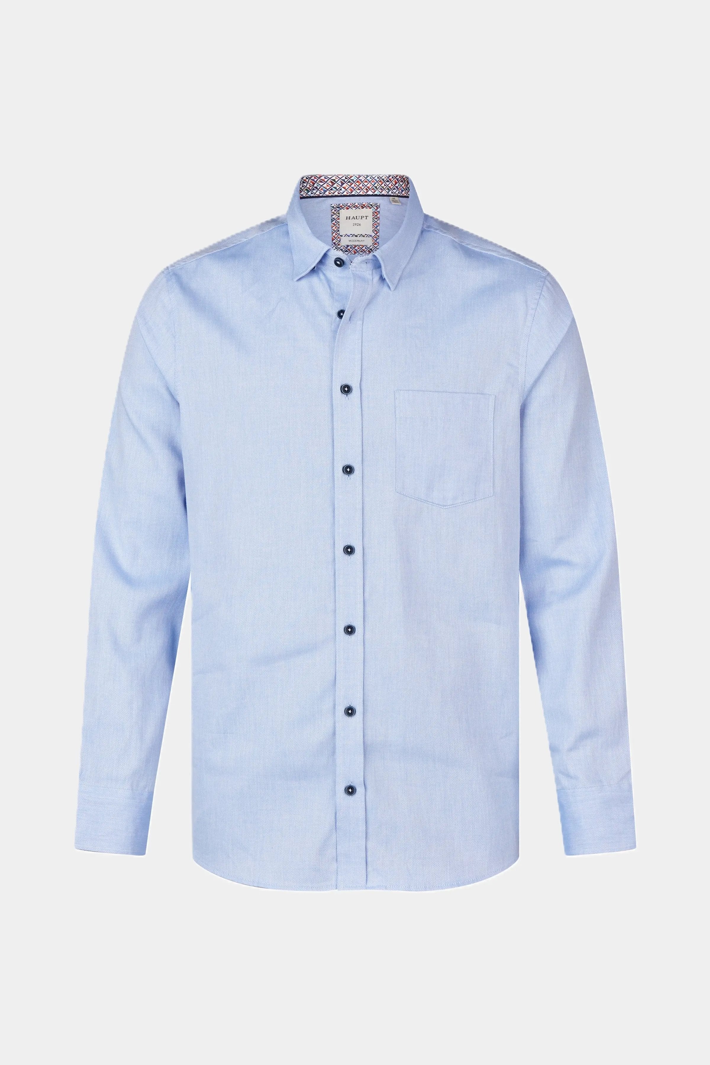 Haupt Langarm Baumwoll-Herrenhemd Modern Fit mit Farbakzenten LIGHT BLUE Haupt