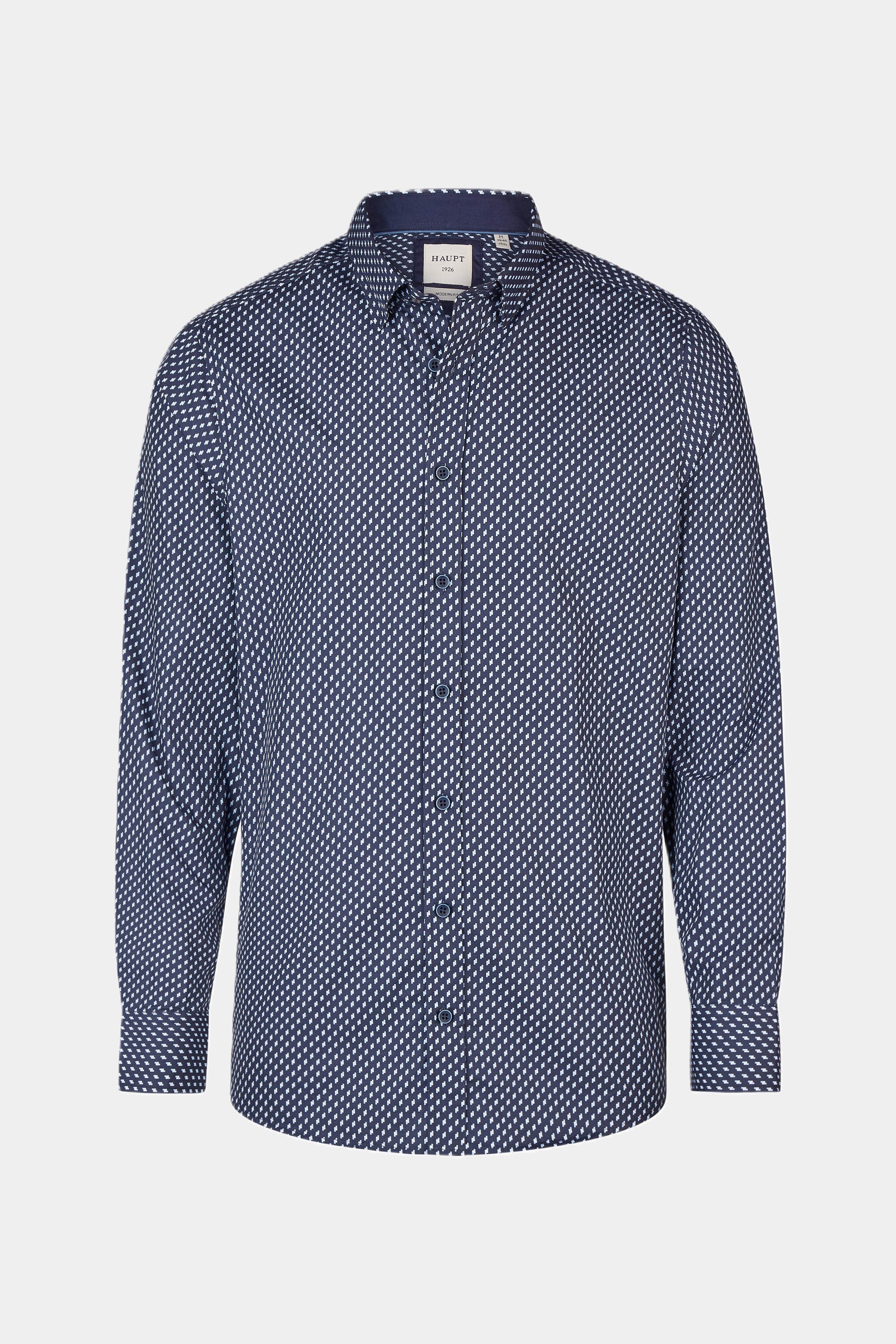 Haupt Popelin Modern Fit Langarm Herrenhemd Formen in navy