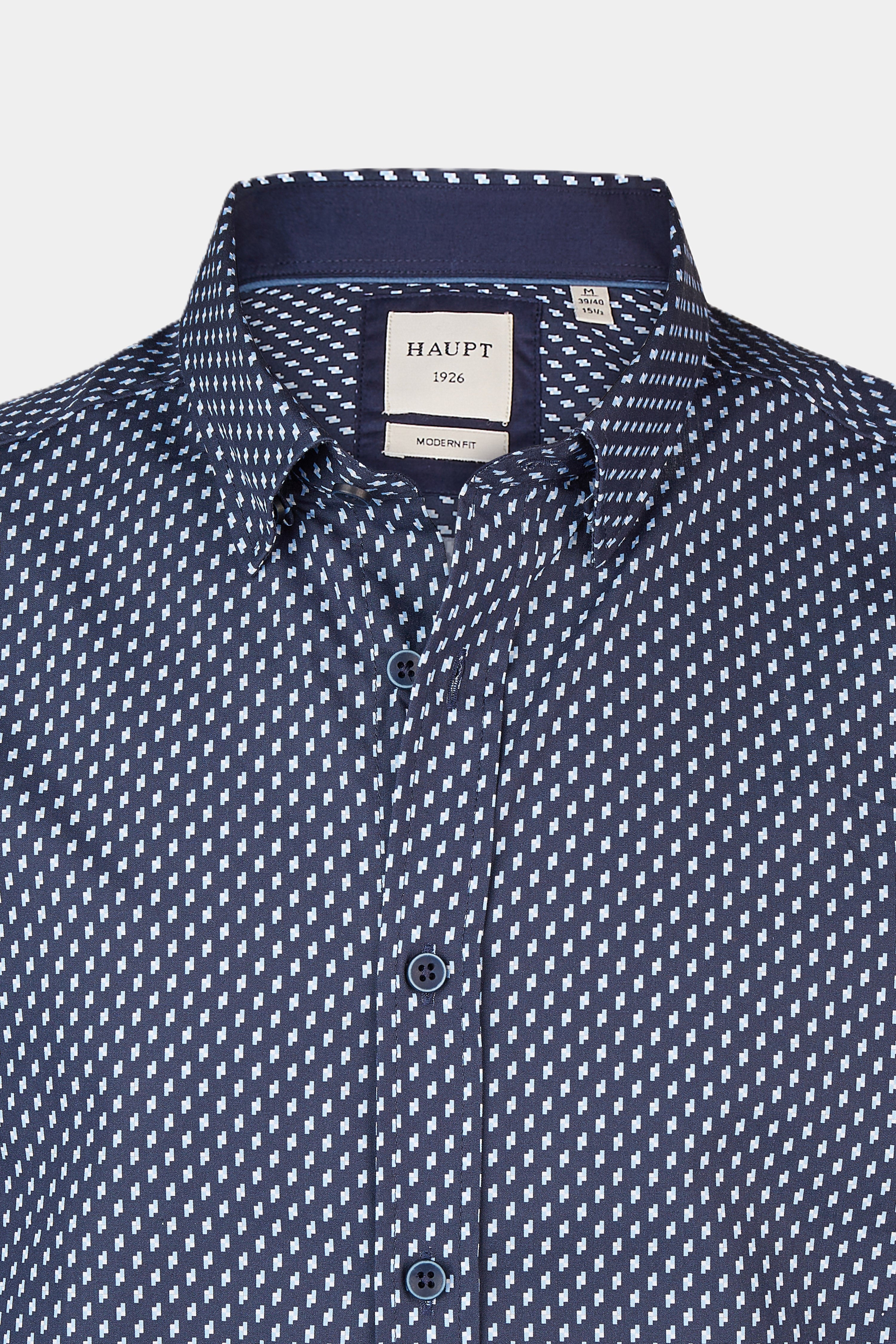 Haupt Popelin Modern Fit Langarm Herrenhemd Formen in navy