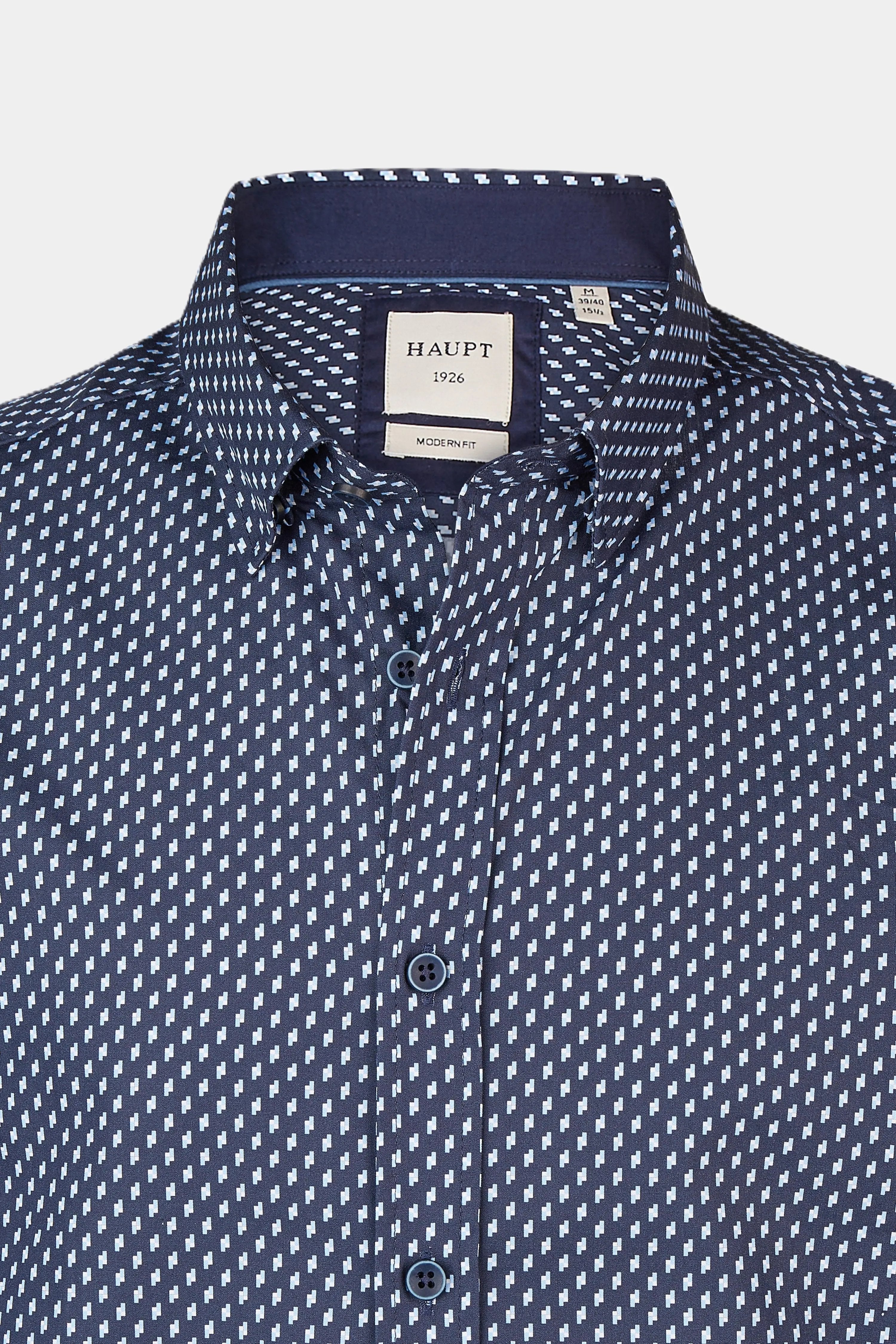 Haupt Popelin Modern Fit Langarm Herrenhemd Formen in navy Haupt
