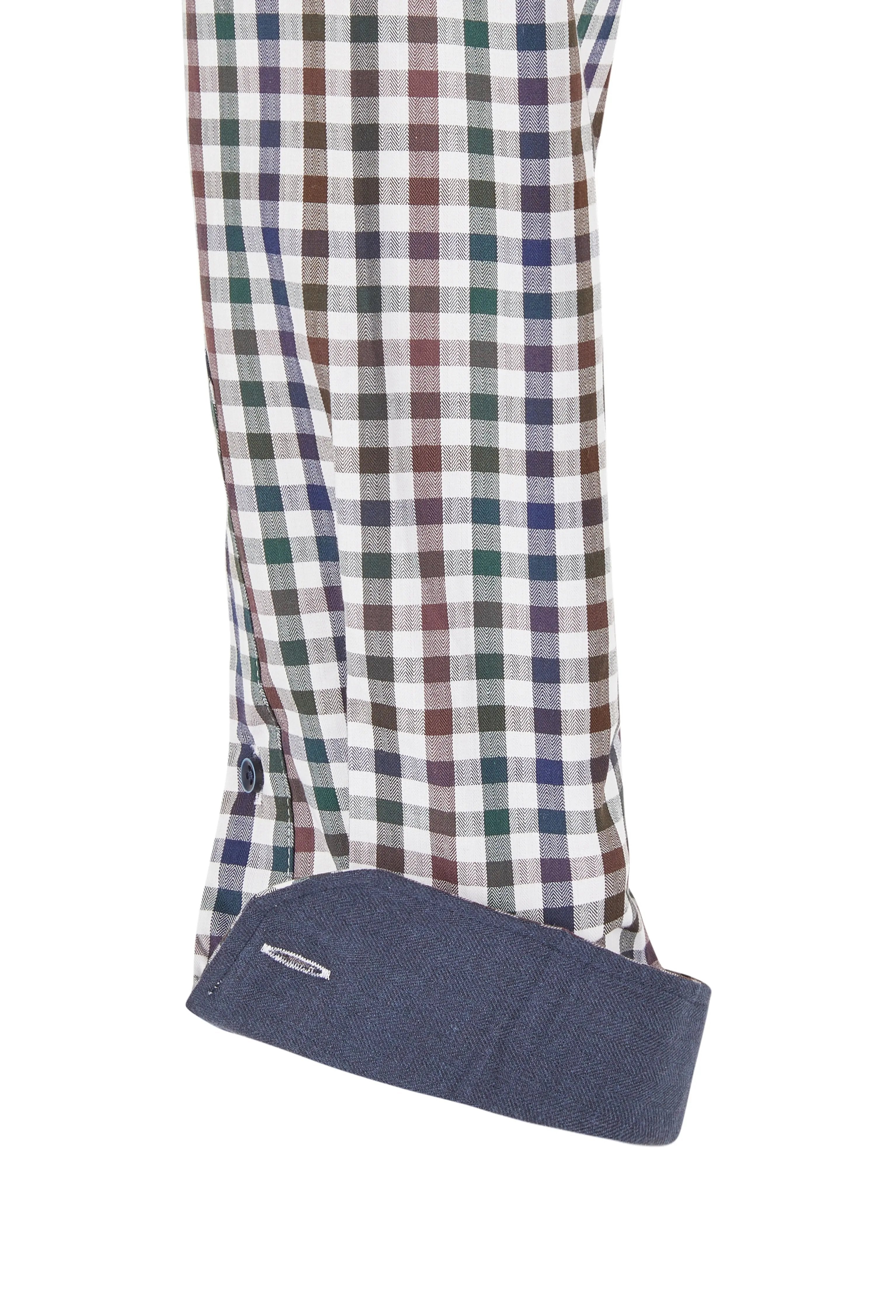 Haupt Popelin Modern Fit Langarm Herrenhemd mit kariertem Muster in Bordeaux Haupt