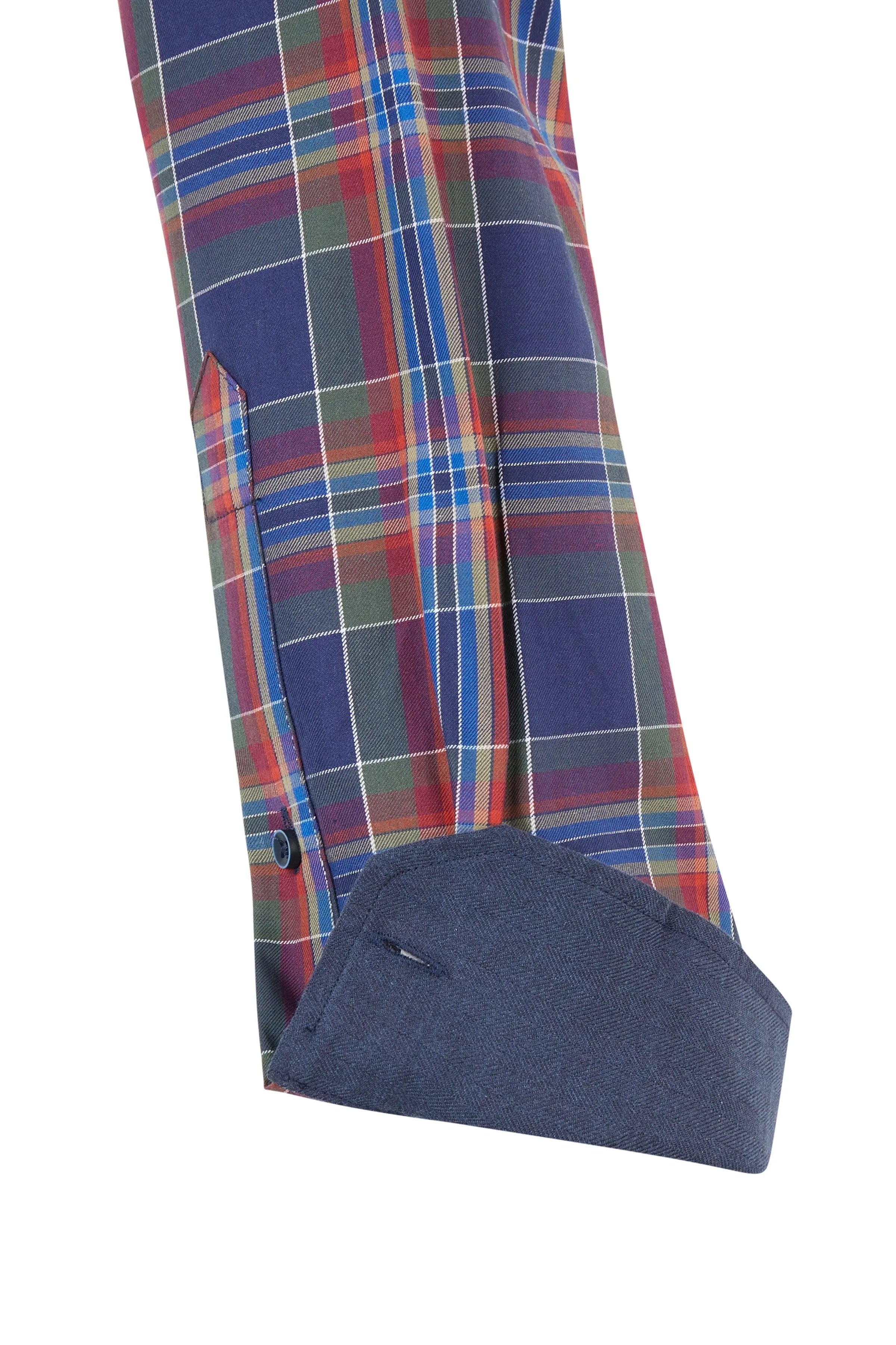 Haupt Modern Fit Langarm Baumwoll-Herrenhemd Karomuster in berry Haupt