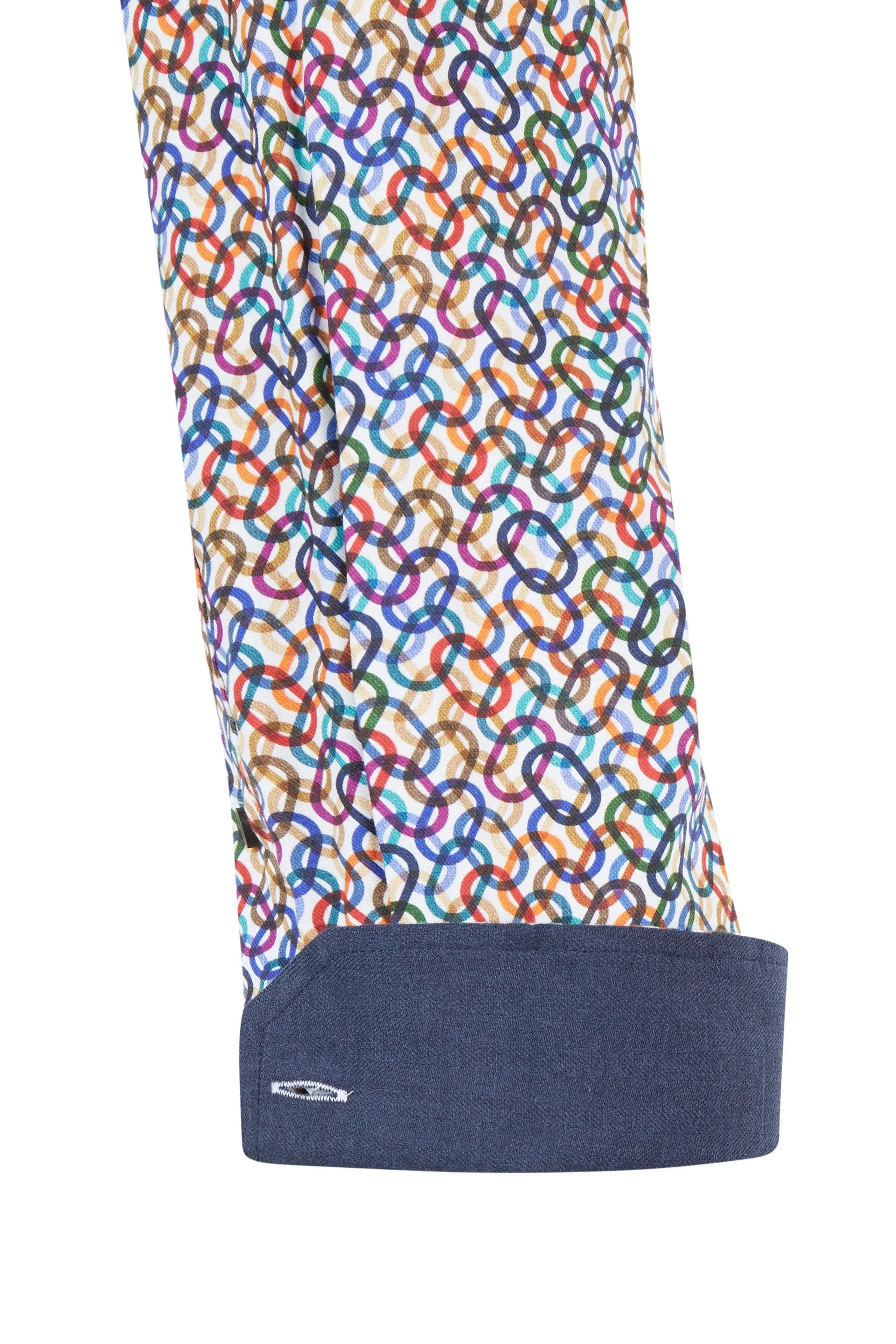 Haupt Modern Fit Langarm Baumwoll-Herrenhemd geometrische Muster MULTICOLOUR Haupt