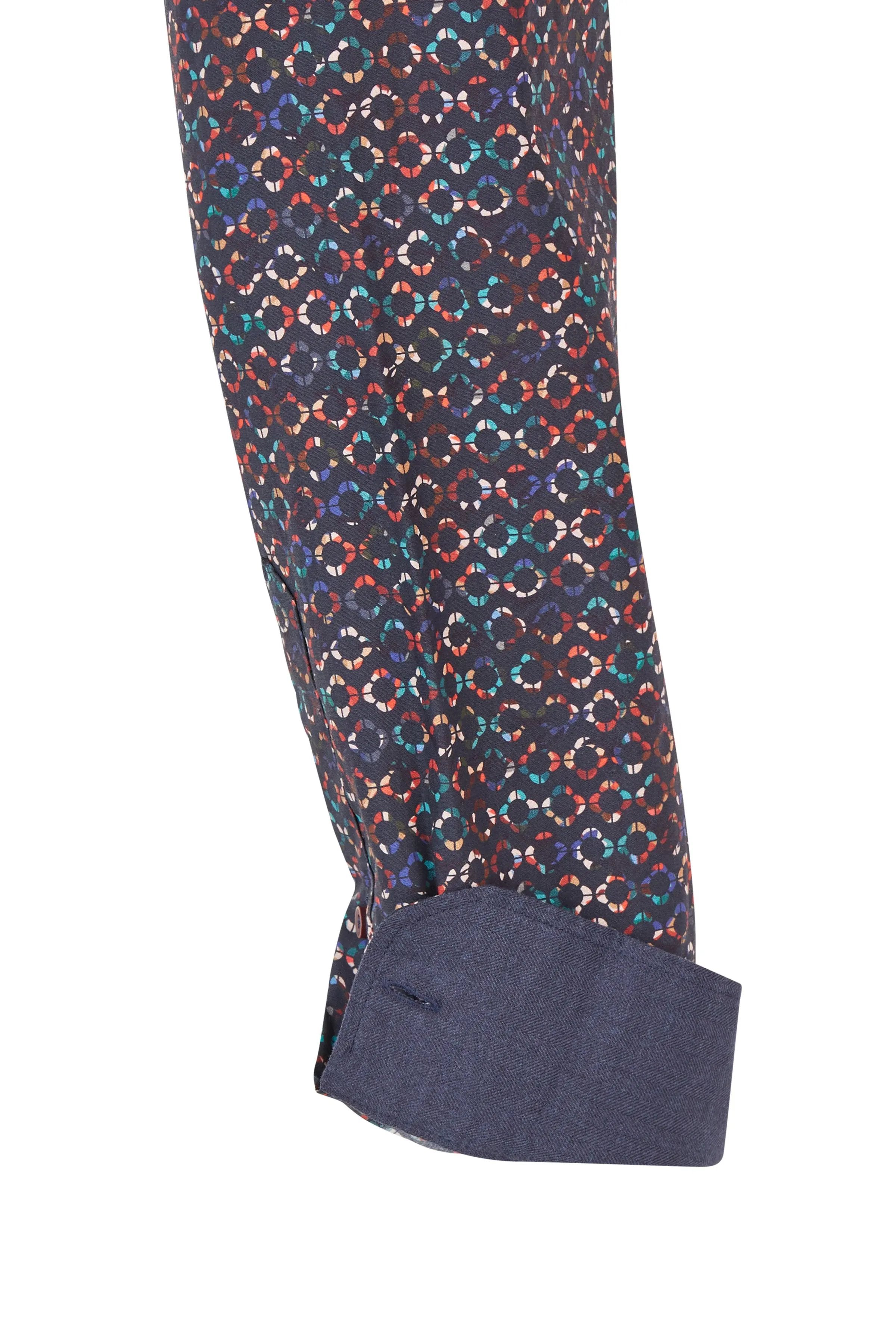 Haupt Modern Fit Langarm Baumwoll-Herrenhemd orientalisches Muster NAVY Haupt