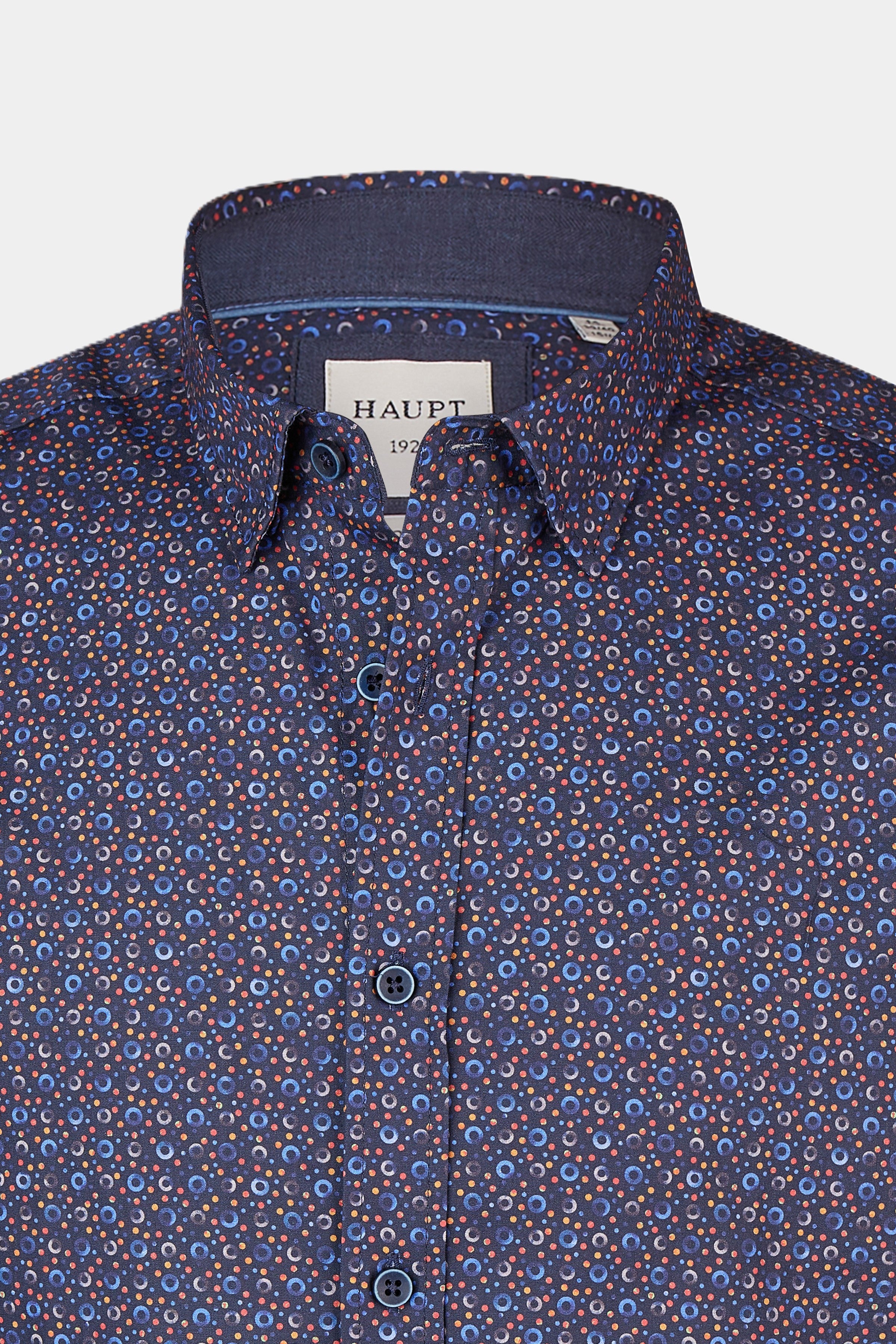 Chemise homme Popeline moderne coupe ajustée manches longues avec motif circulaire intégral marine