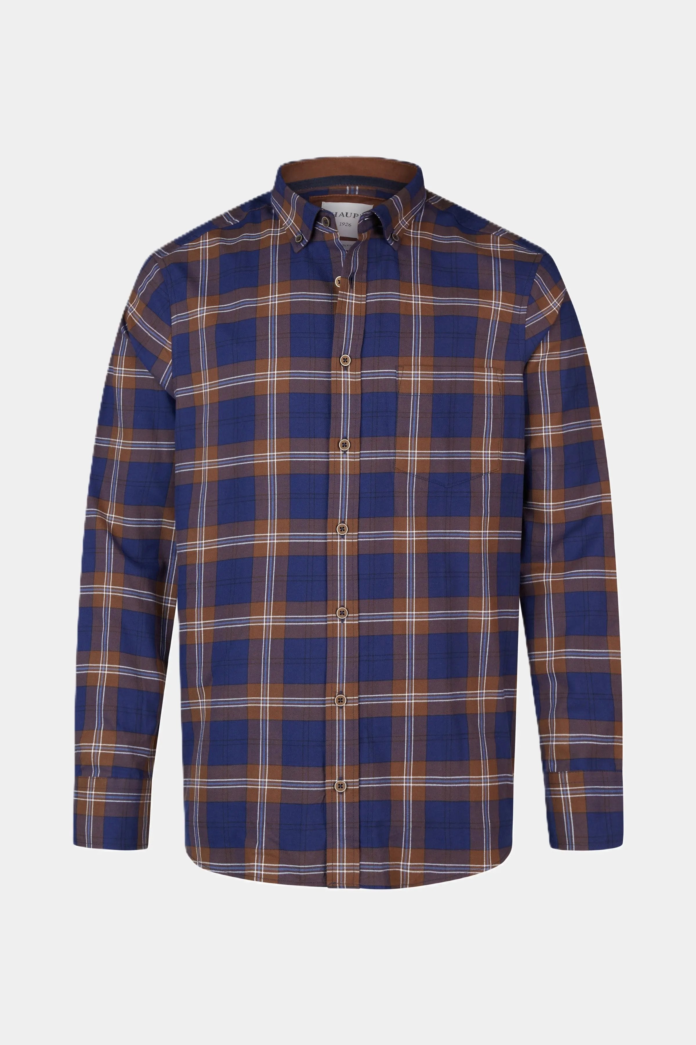 Haupt Baumwoll-Herrenhemd im Modern Fit Karomuster brown Haupt