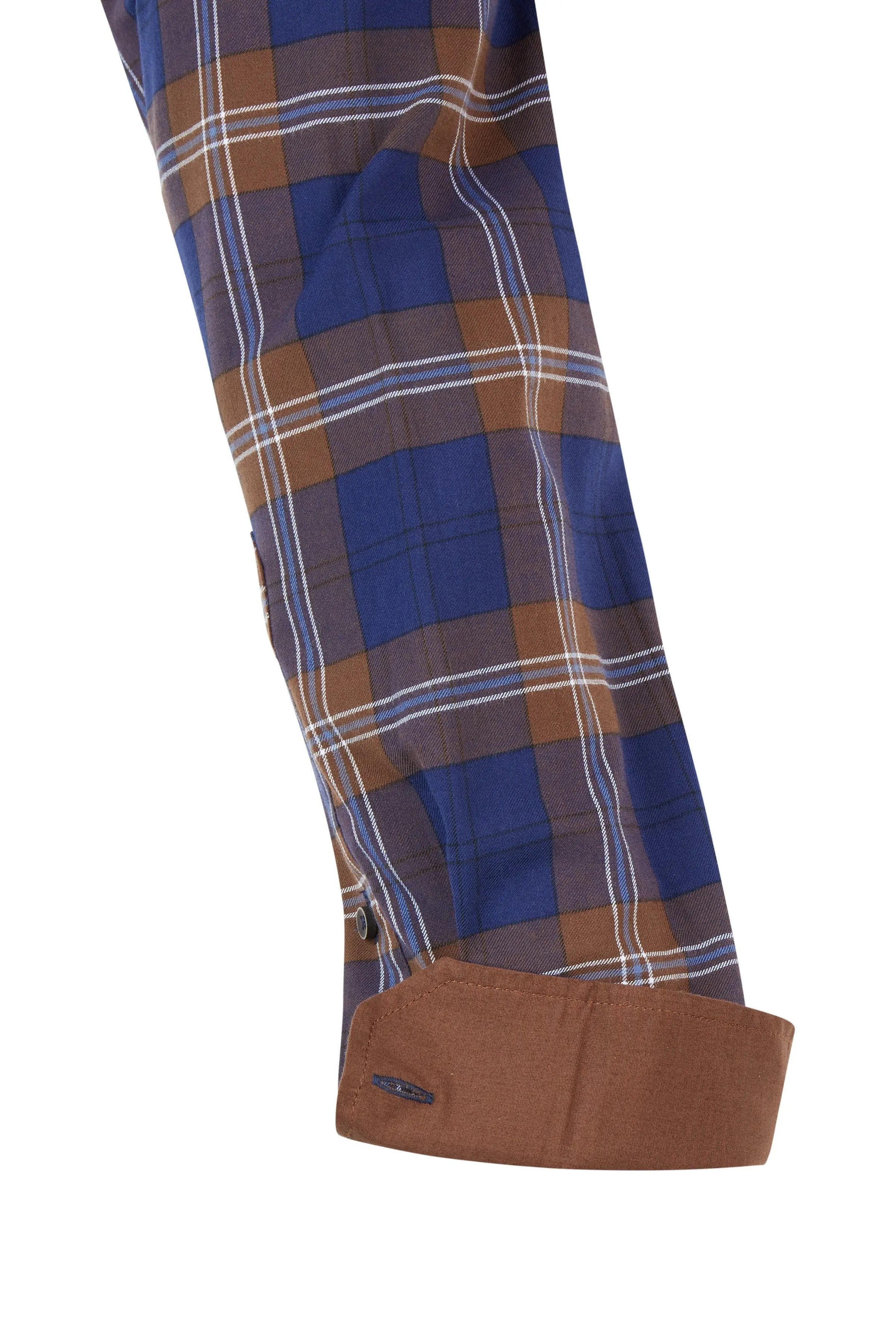 Haupt Baumwoll-Herrenhemd im Modern Fit Karomuster brown Haupt