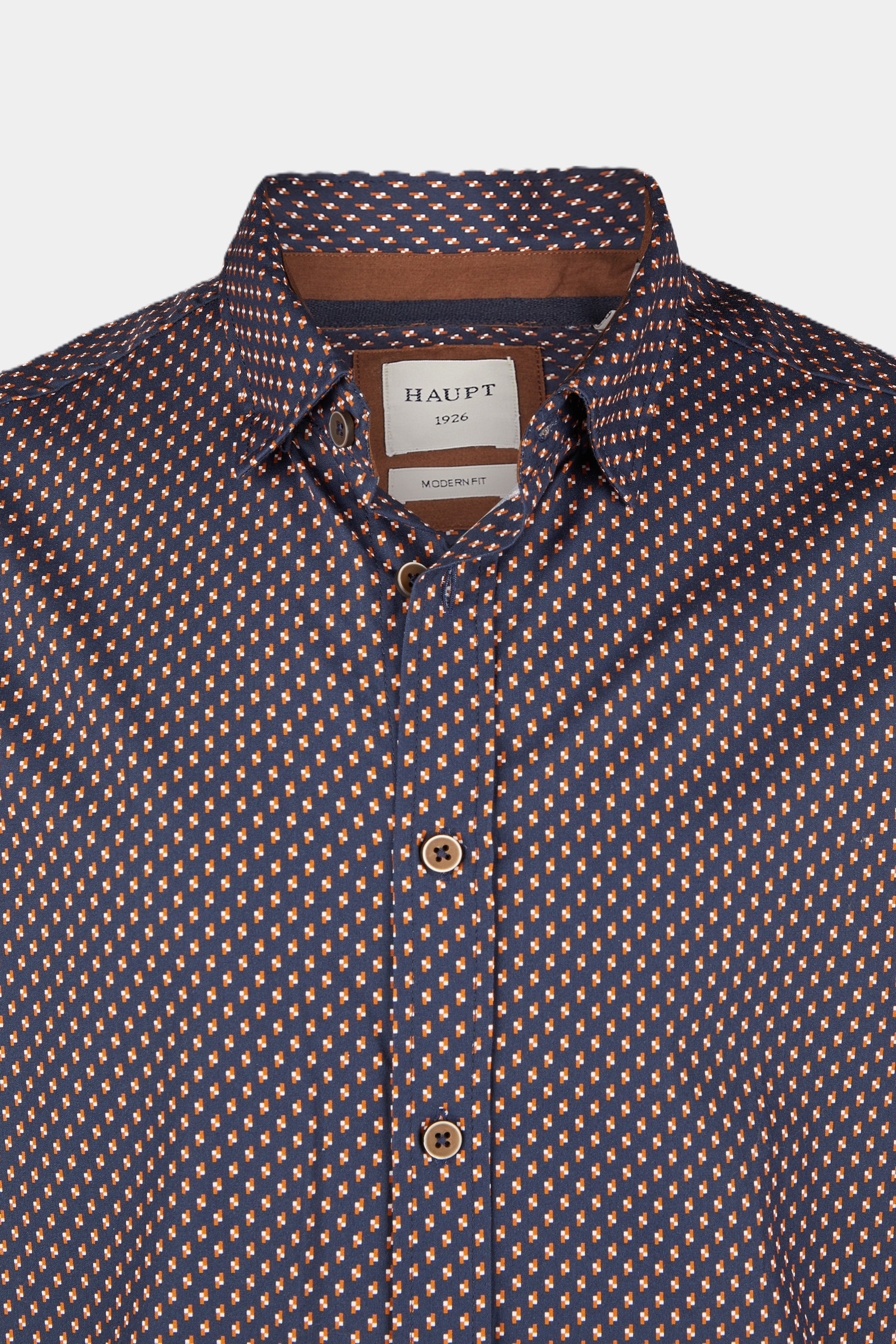 Chemise homme en coton à manches longues Modern Fit principale imprimé intégral MARINE