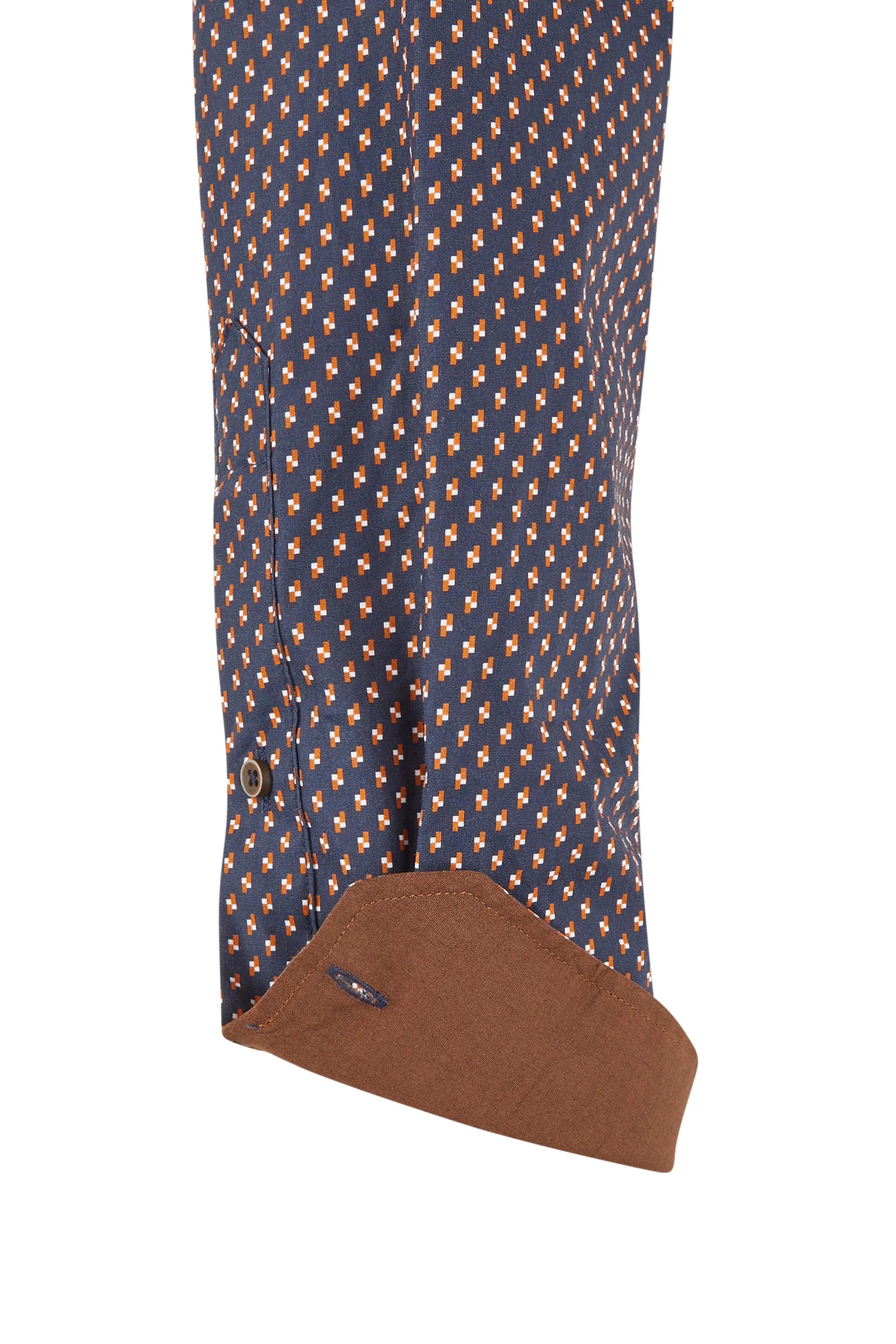 Haupt Regular Fit Langarm Baumwoll-Herrenhemd Allover Print NAVY Haupt