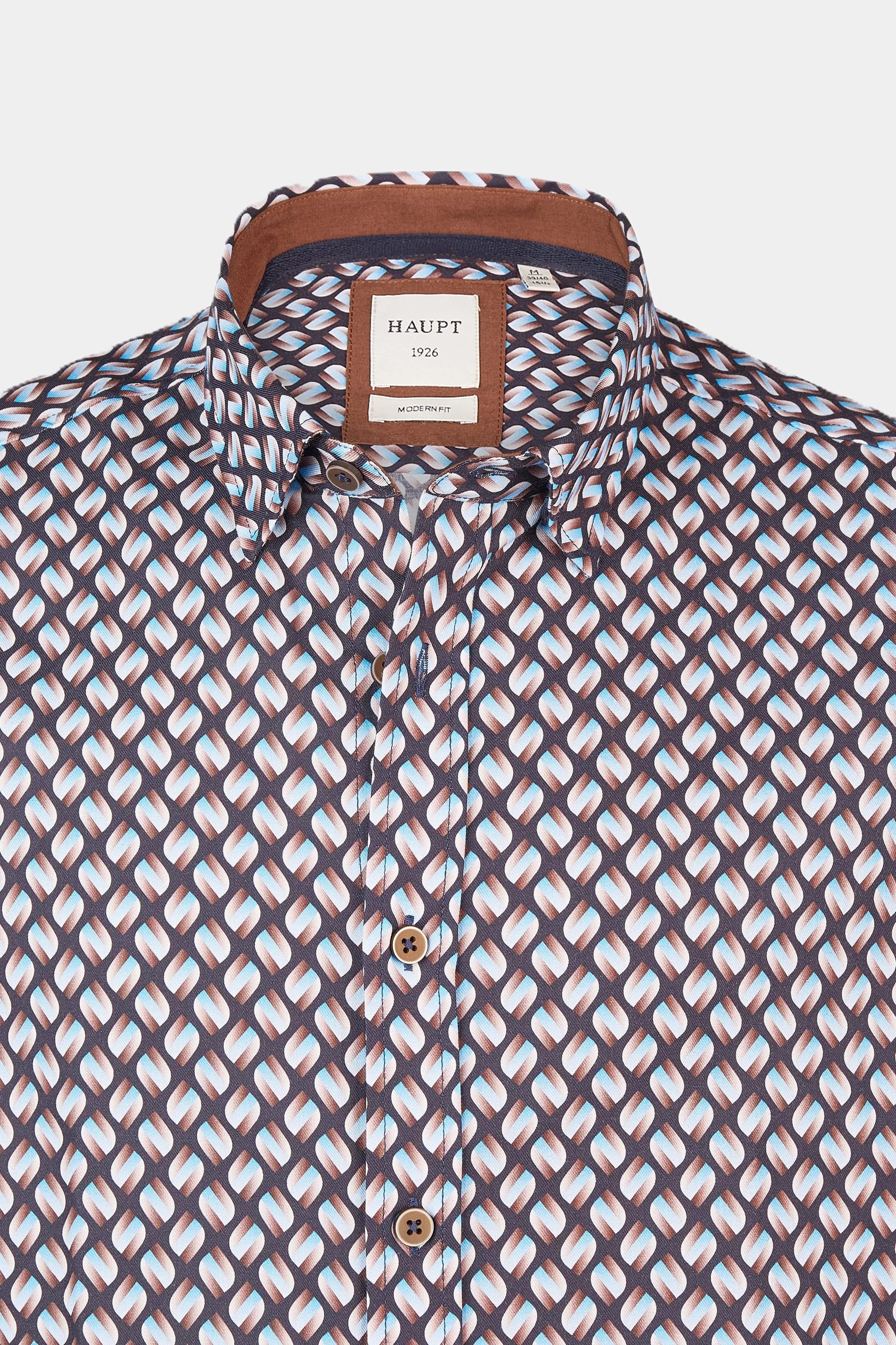 Haupt Modern Fit Langarm Baumwoll-Herrenhemd im Allover-Muster multicolor Haupt