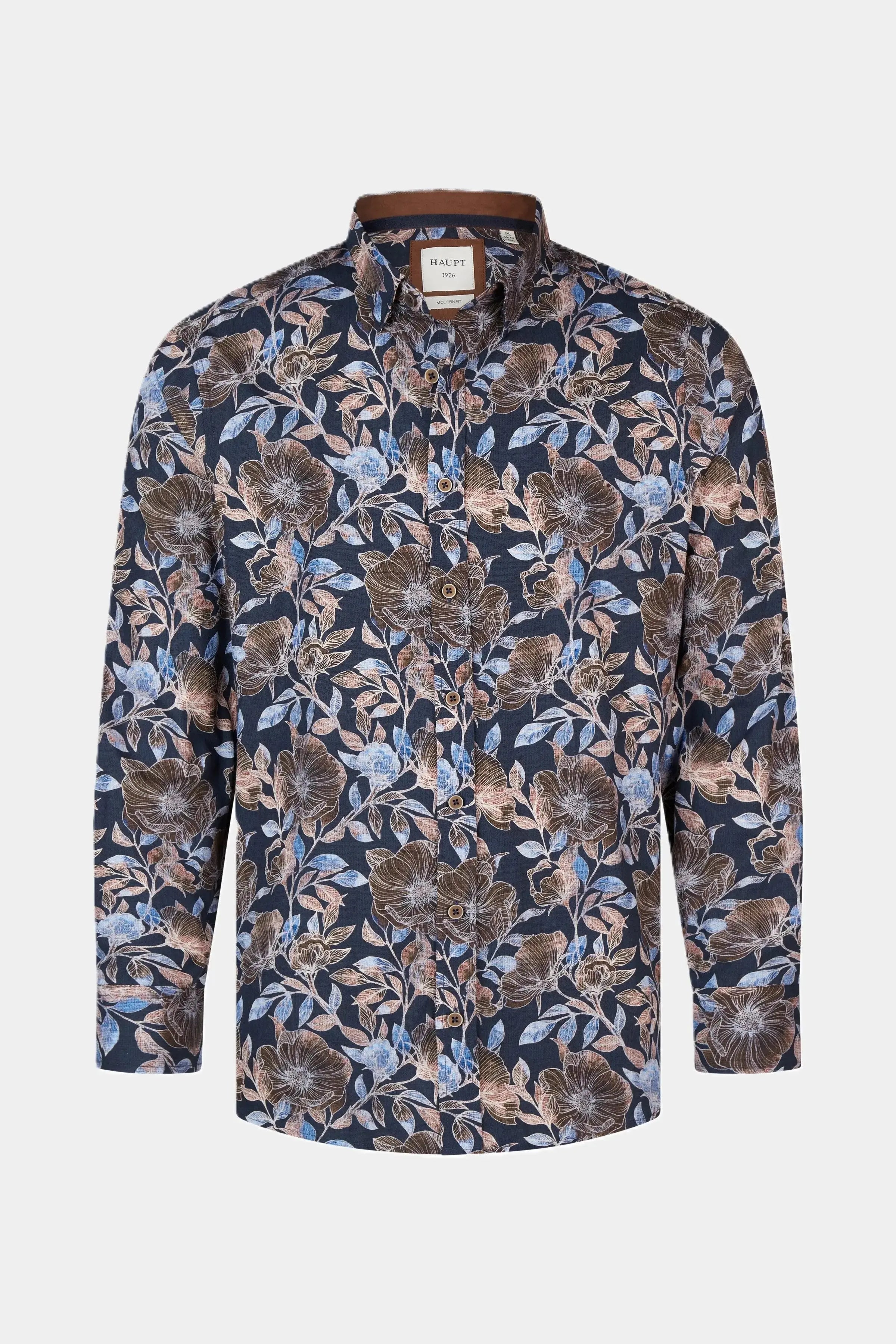 Haupt Langarm Herrenhemd Modern Fit im Floralen Muster multicolor Haupt