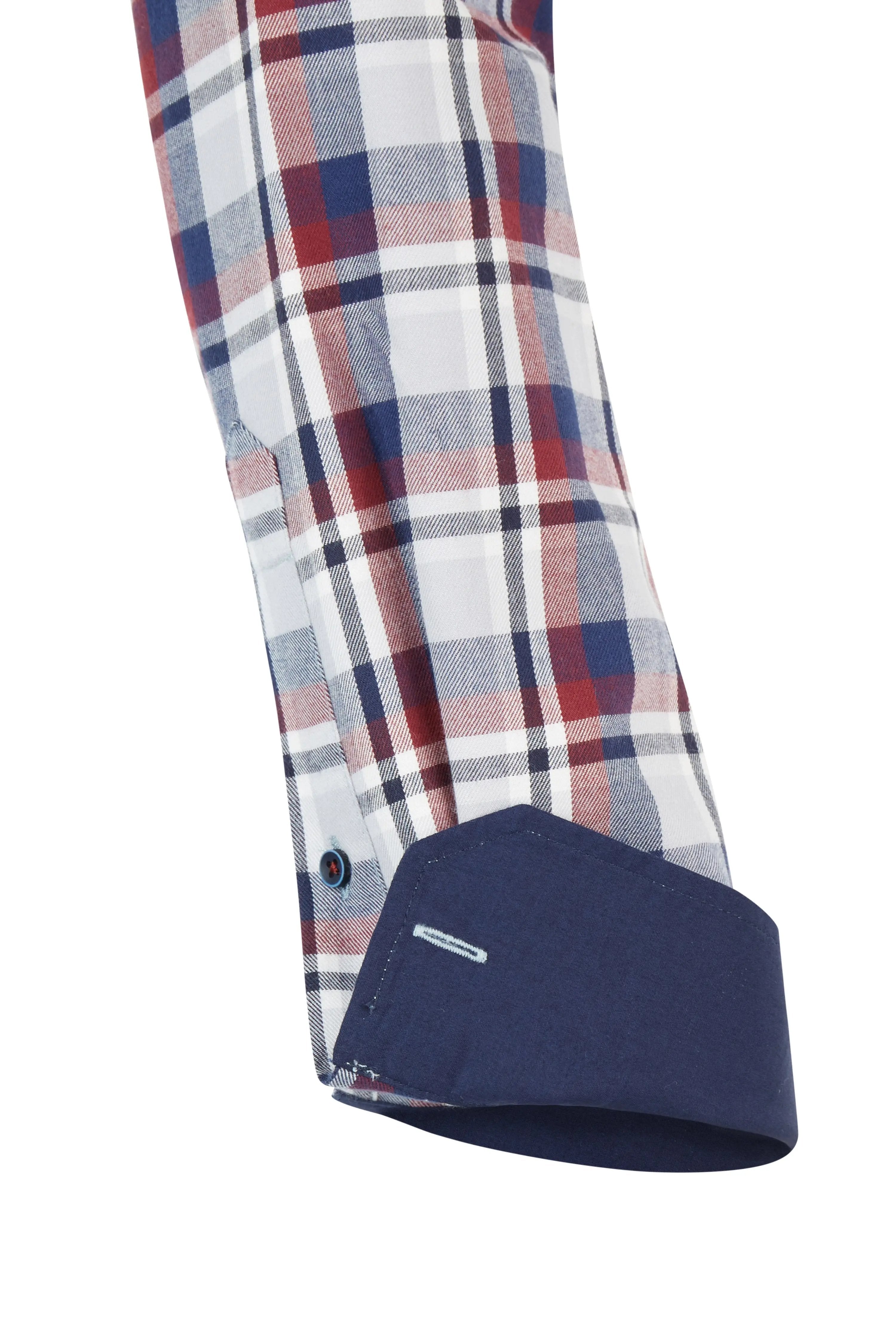 Haupt cotton modern fit long-sleeve men's shirt with check pattern in light grey Haupt