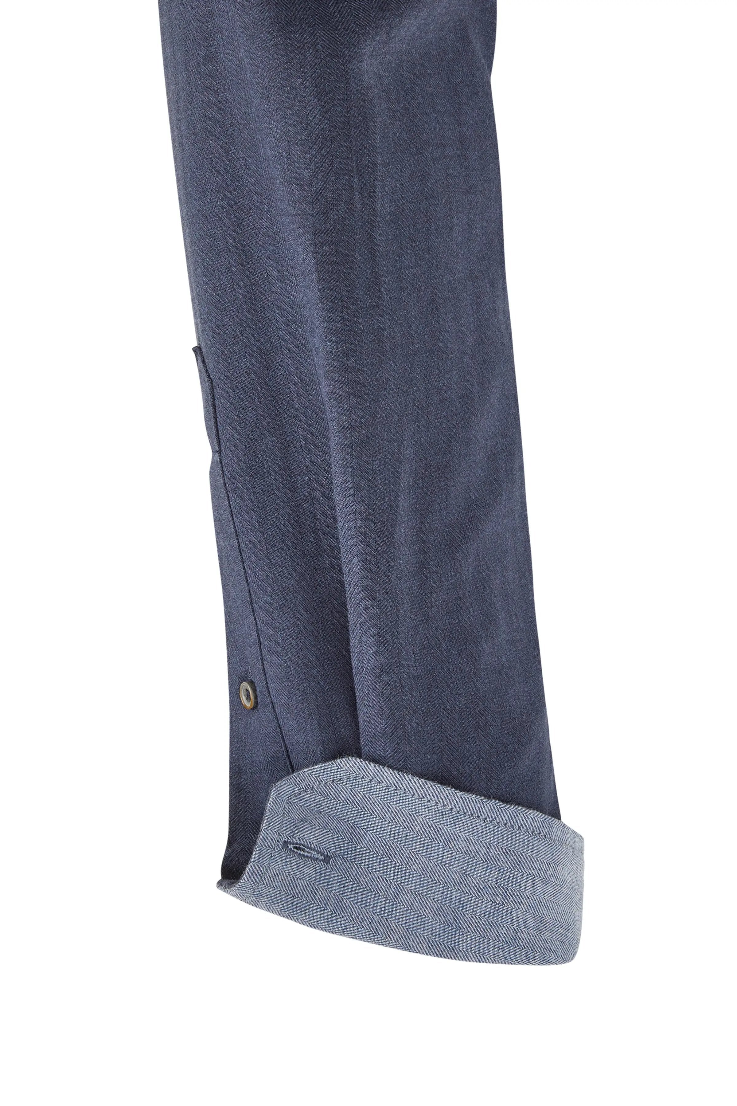 Haupt Modern Fit Langarm Baumwoll-Herrenhemd Unifarben NAVY Haupt