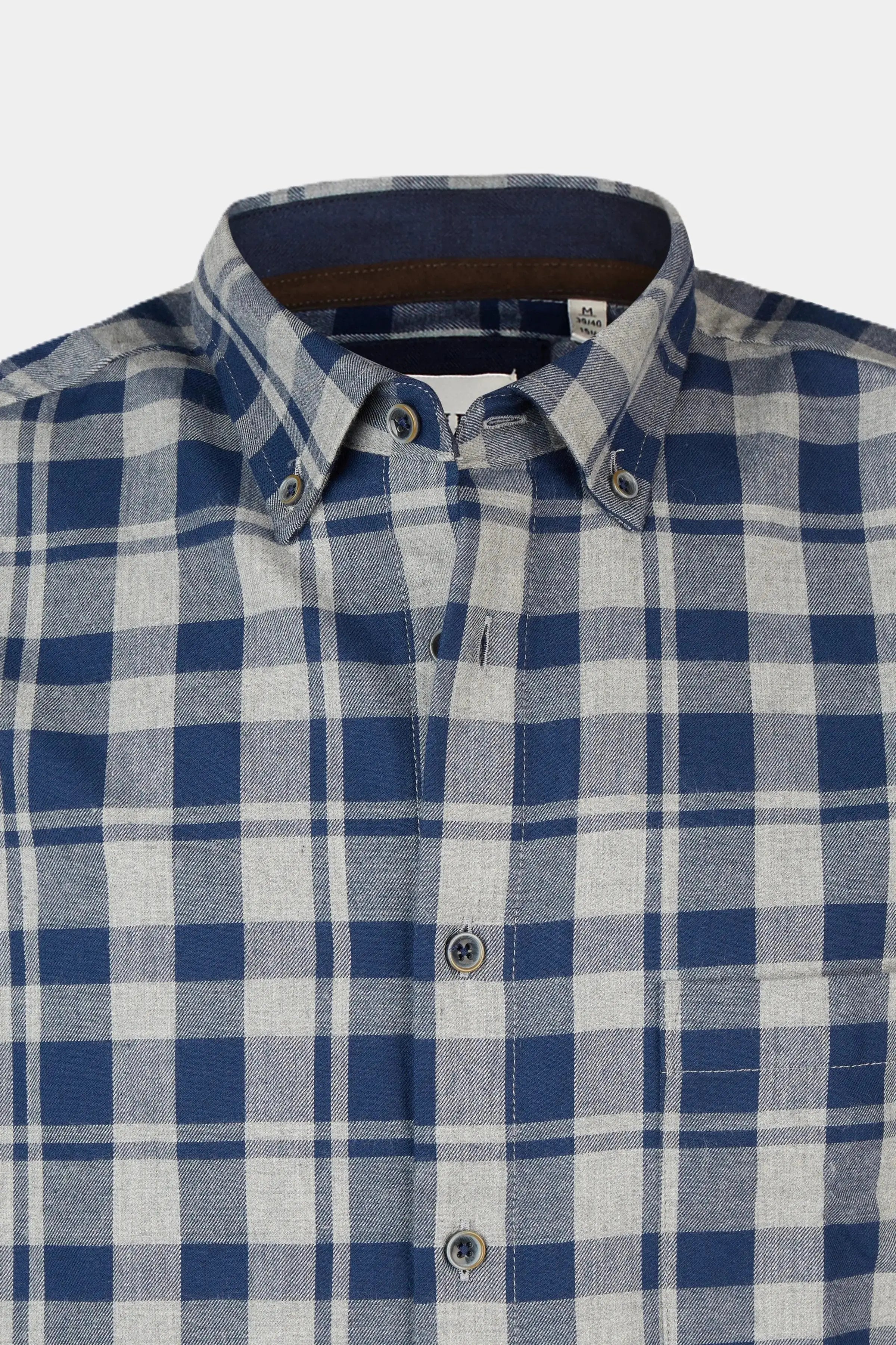 Haupt Flanell Modern Fit Langarm Herrenhemd mit Karomuster navy Haupt