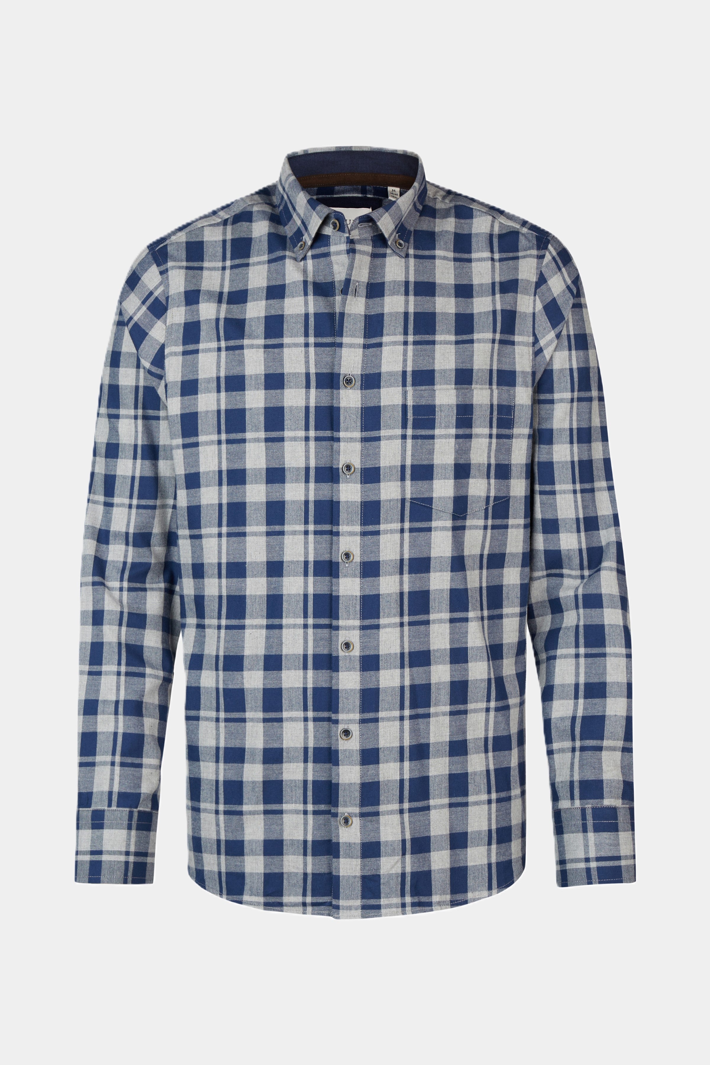 Haupt Flanell Modern Fit Langarm Herrenhemd mit Karomuster navy