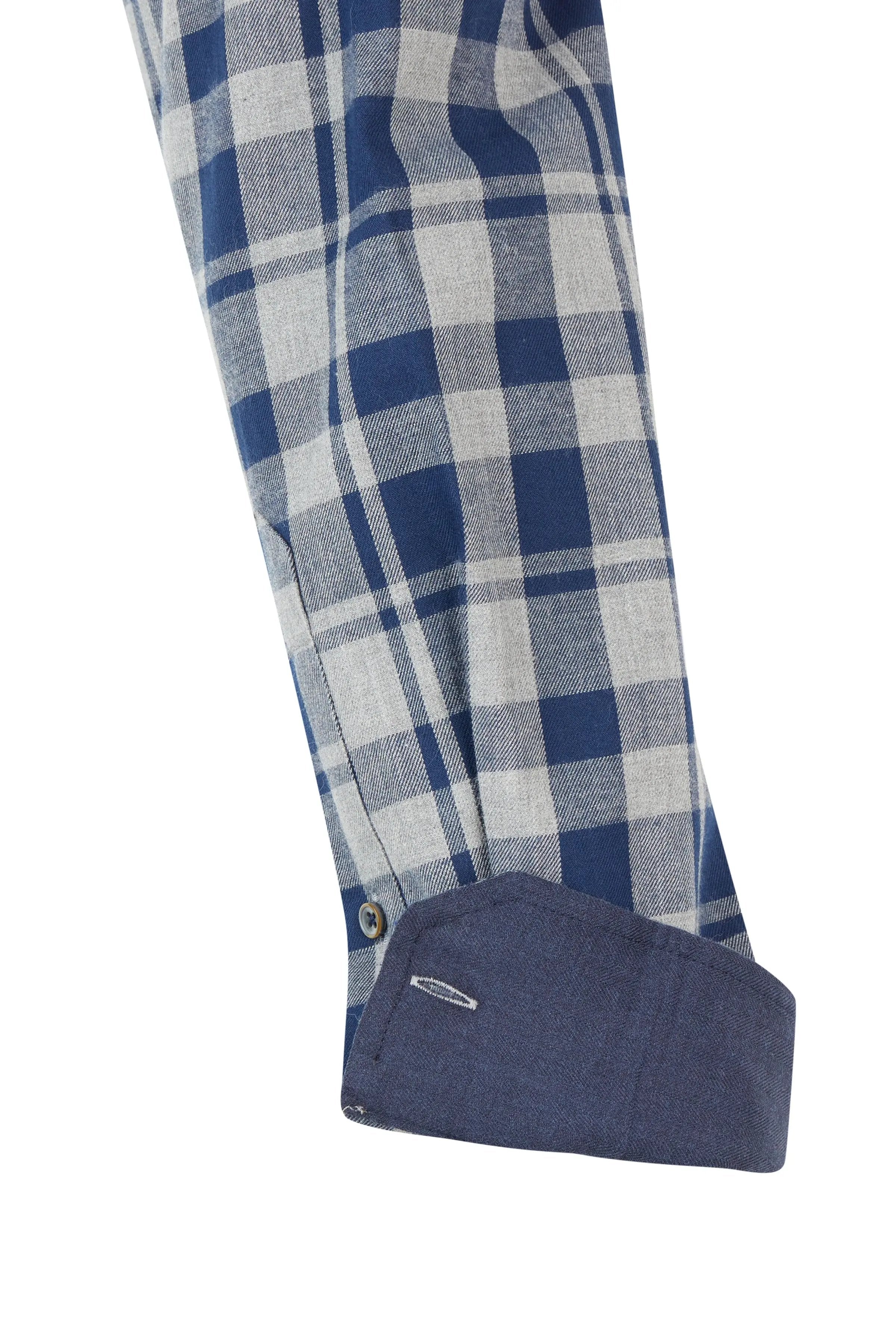 Haupt Flanell Modern Fit Langarm Herrenhemd mit Karomuster navy Haupt
