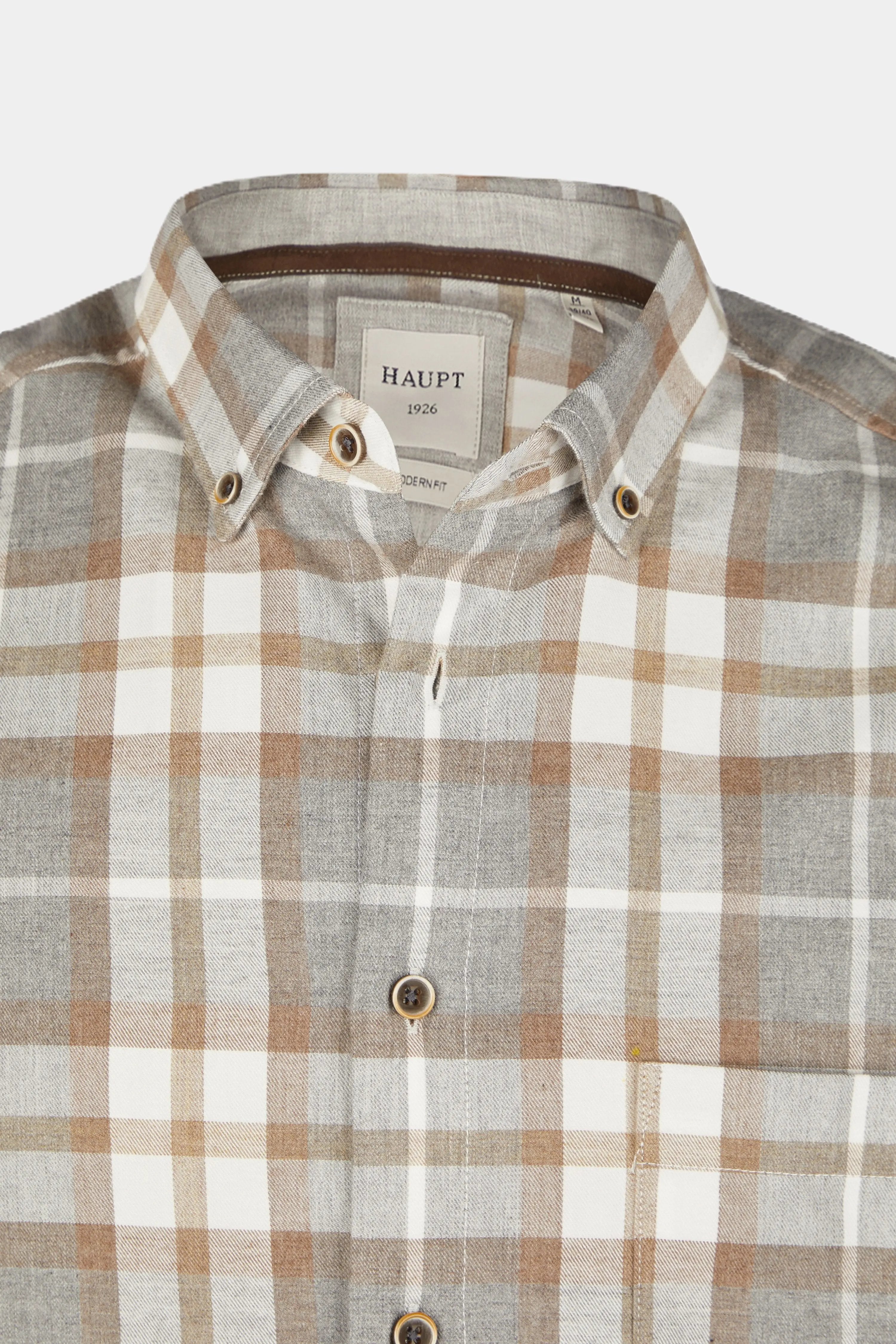 Haupt Flanell Baumwoll-Herrenhemd Modern Fit ECRU Haupt