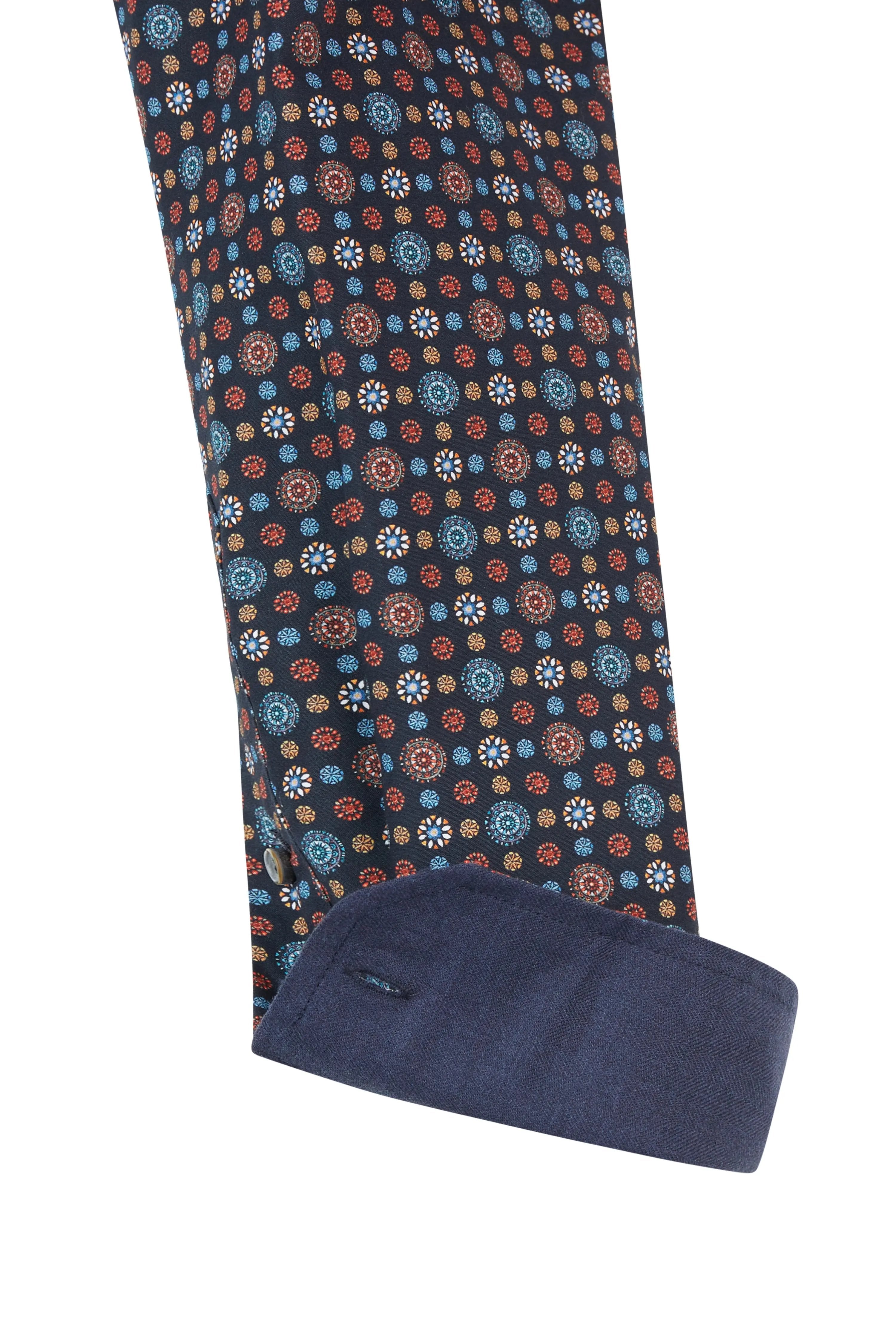 Haupt Popelin Langarm Herrenhemd Modern Fit im Allover-Print navy Haupt