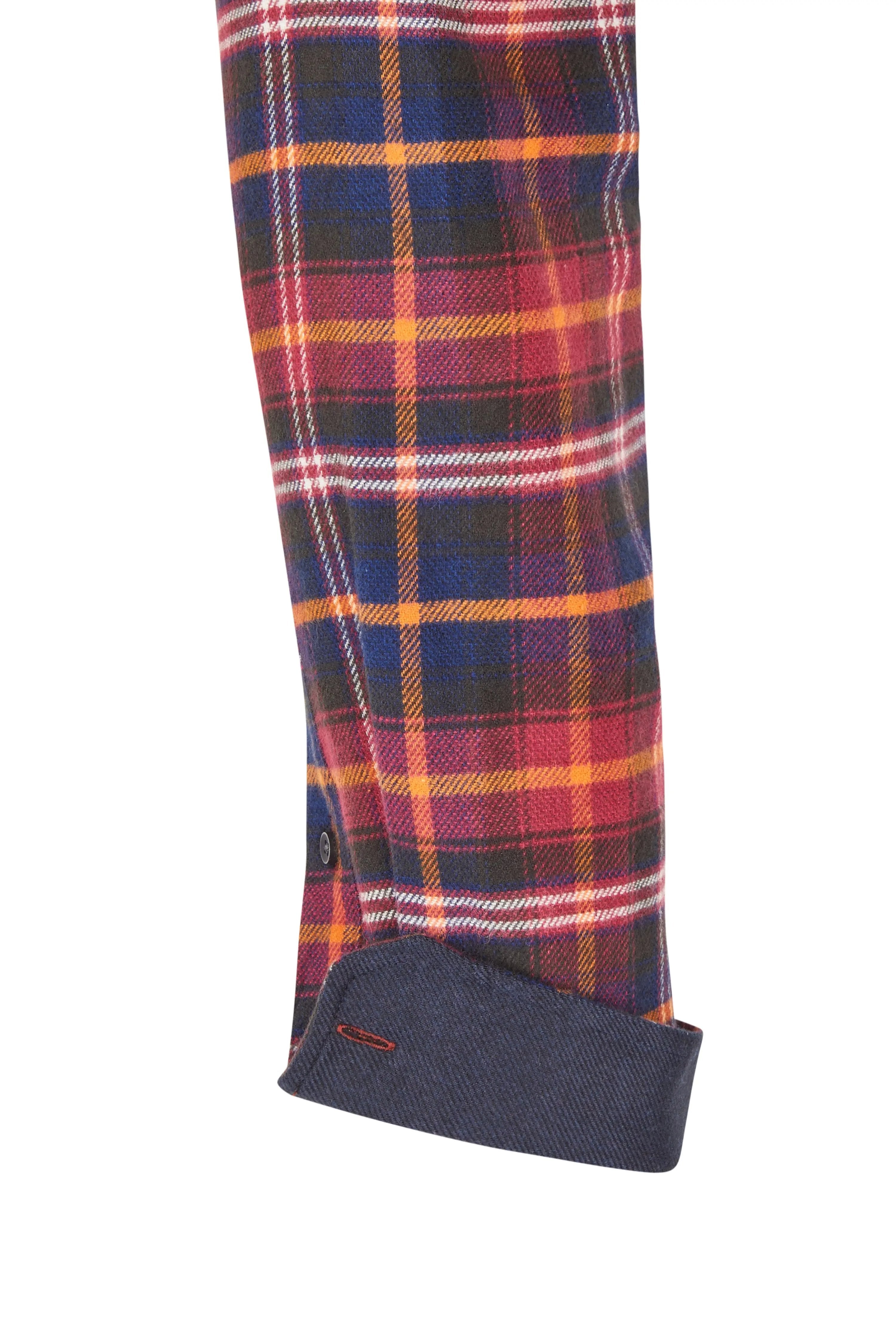 Haupt Flanell Modern Fit Langarm Herrenhemd im Karomuster dark red Haupt