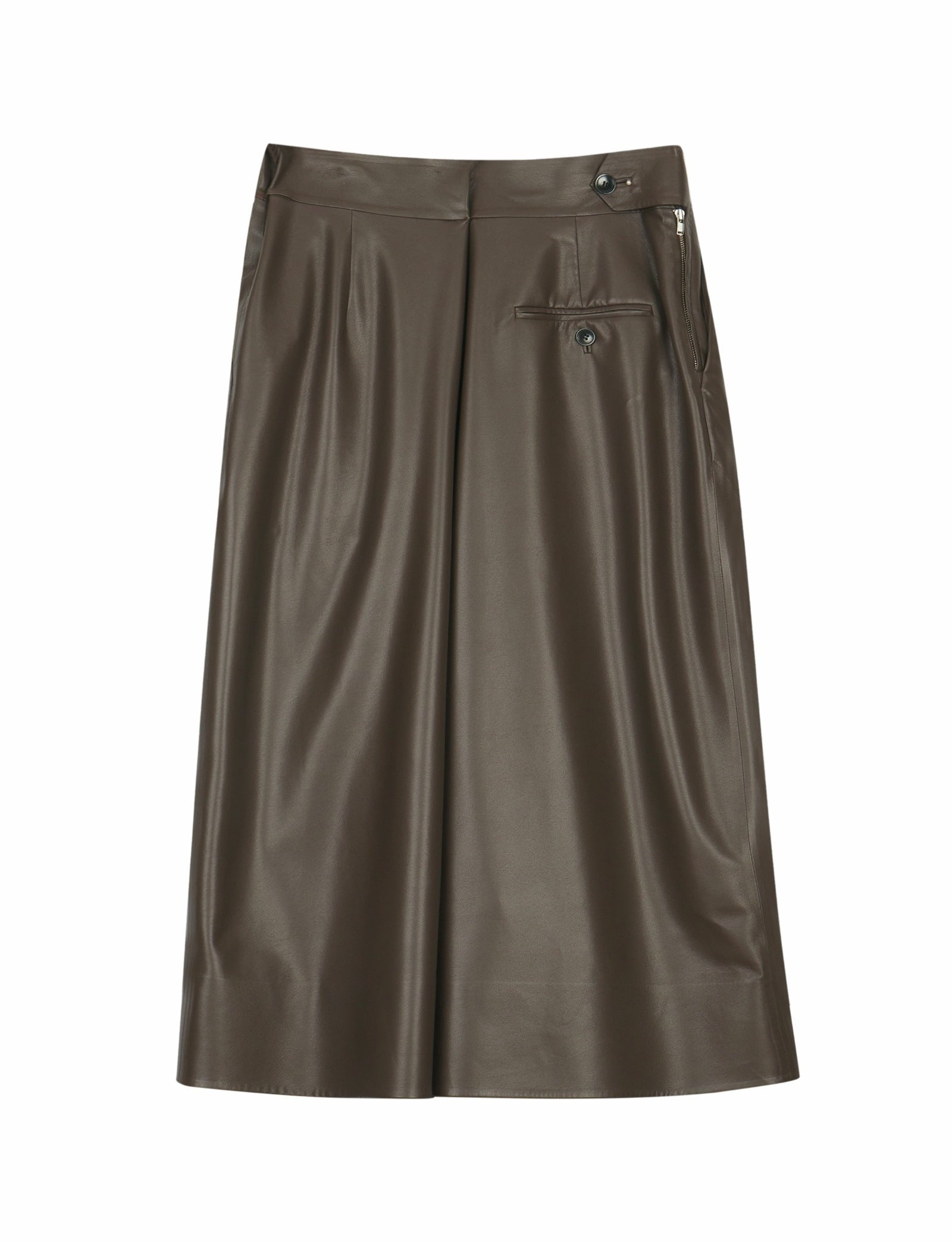 Damen weite 3/4 Hose mit seitlichem Reißverschluss Braun LESS