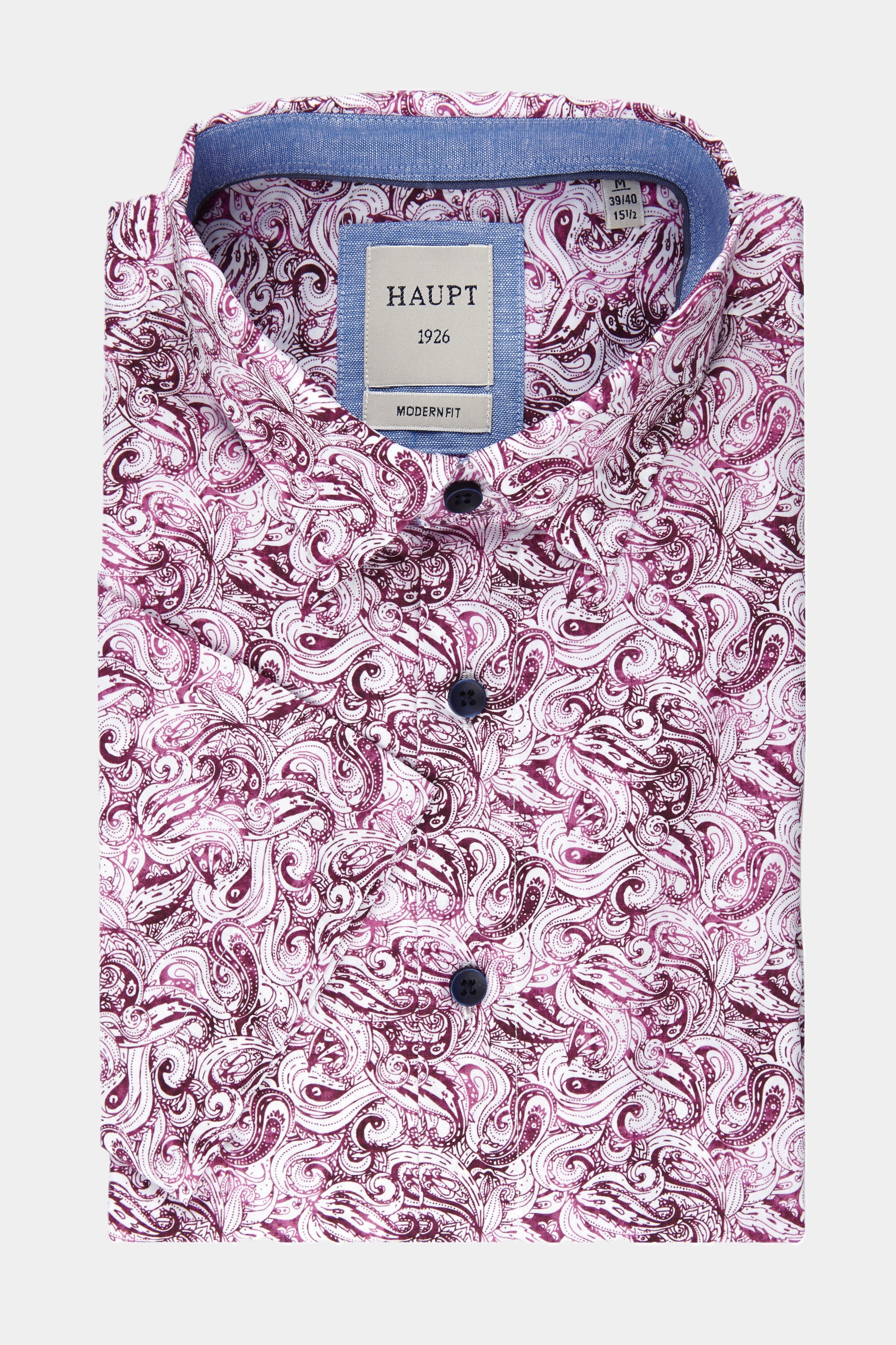 Koszula męska z bawełny w ciemnoczerwonym nadrukiem