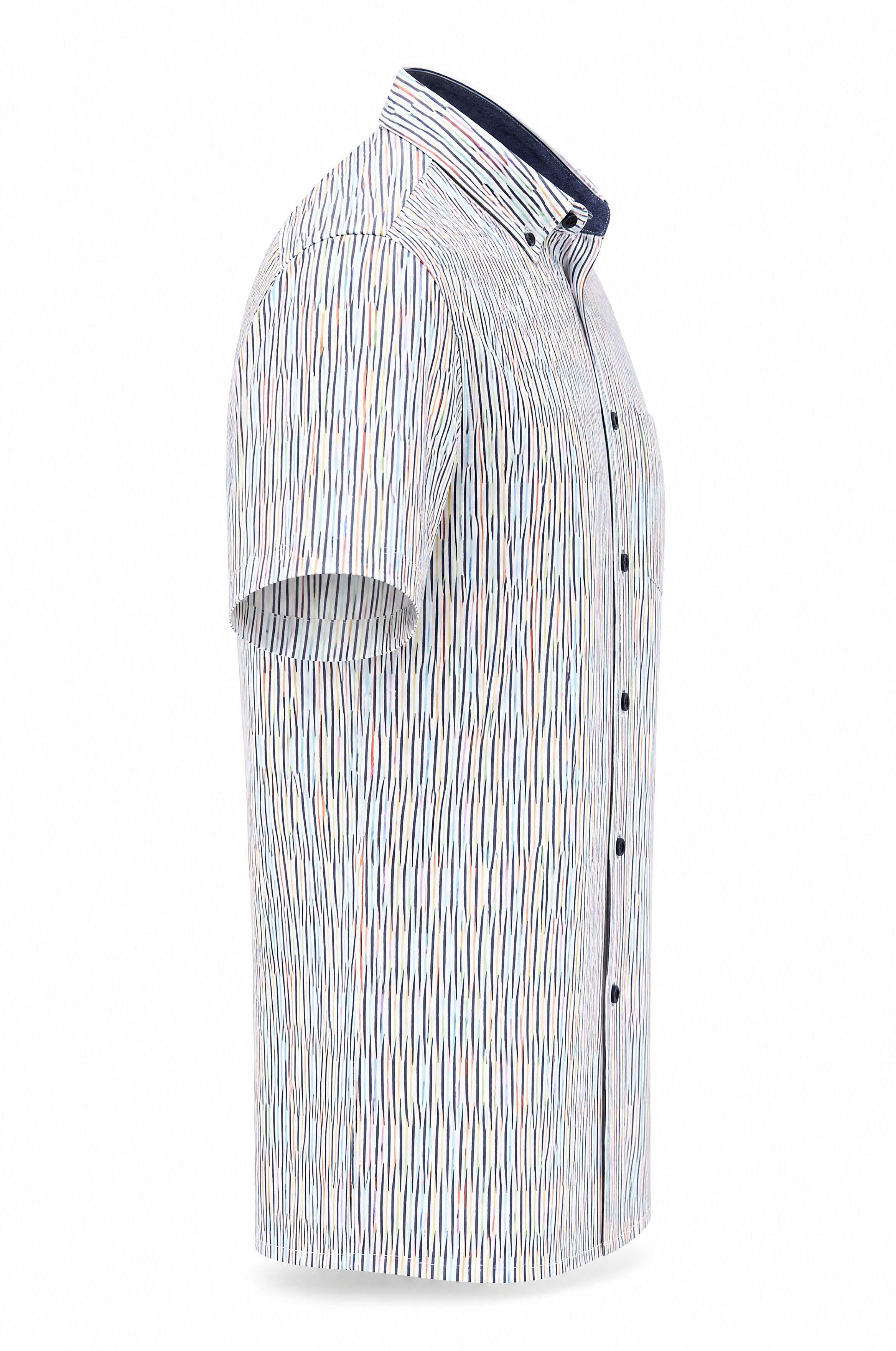 Modern Fit Kurzarm Baumwoll-Herrenhemd Multicolor Style Sommer