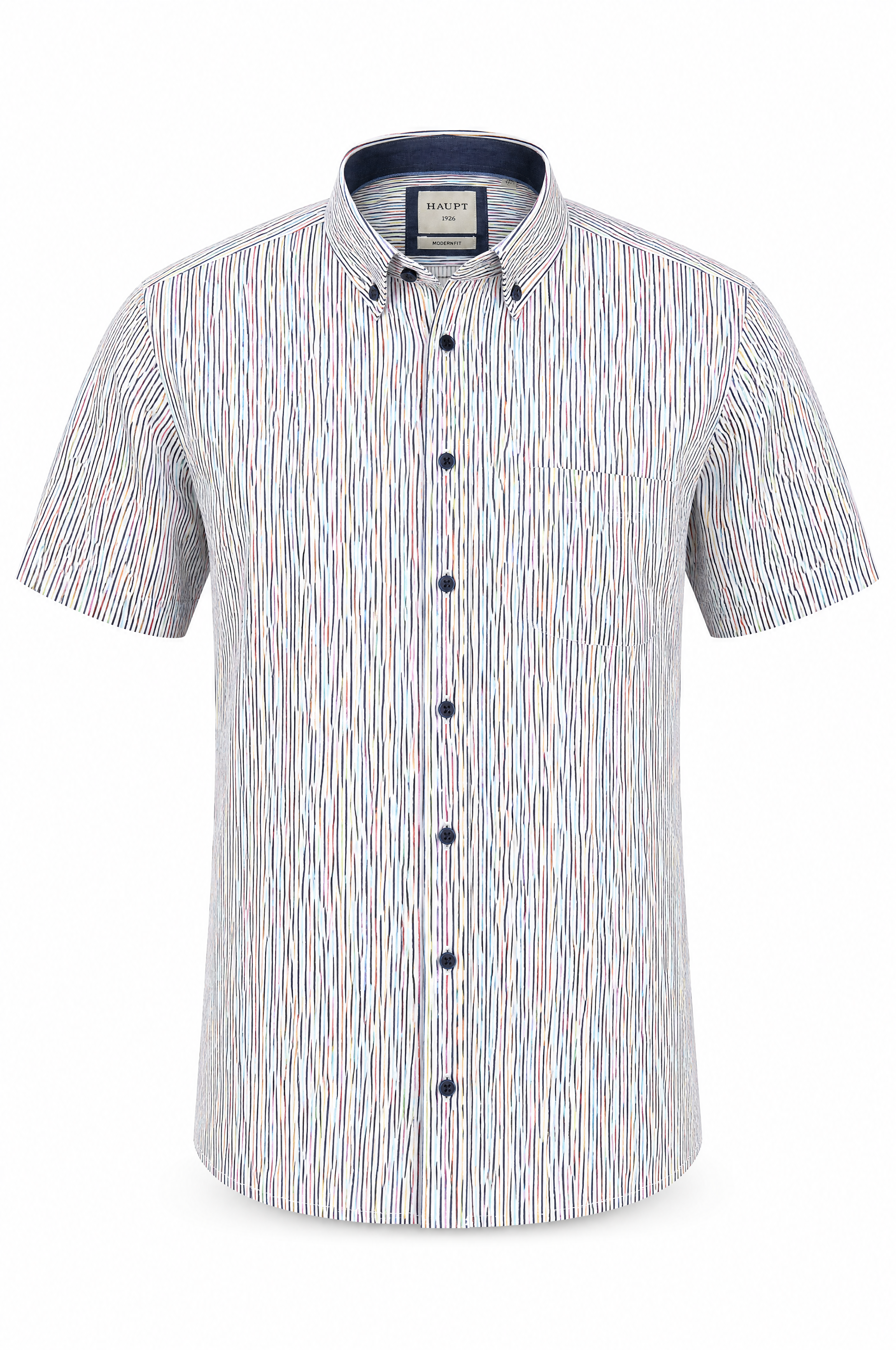 Modern Fit Kurzarm Baumwoll-Herrenhemd Multicolor Style Sommer
