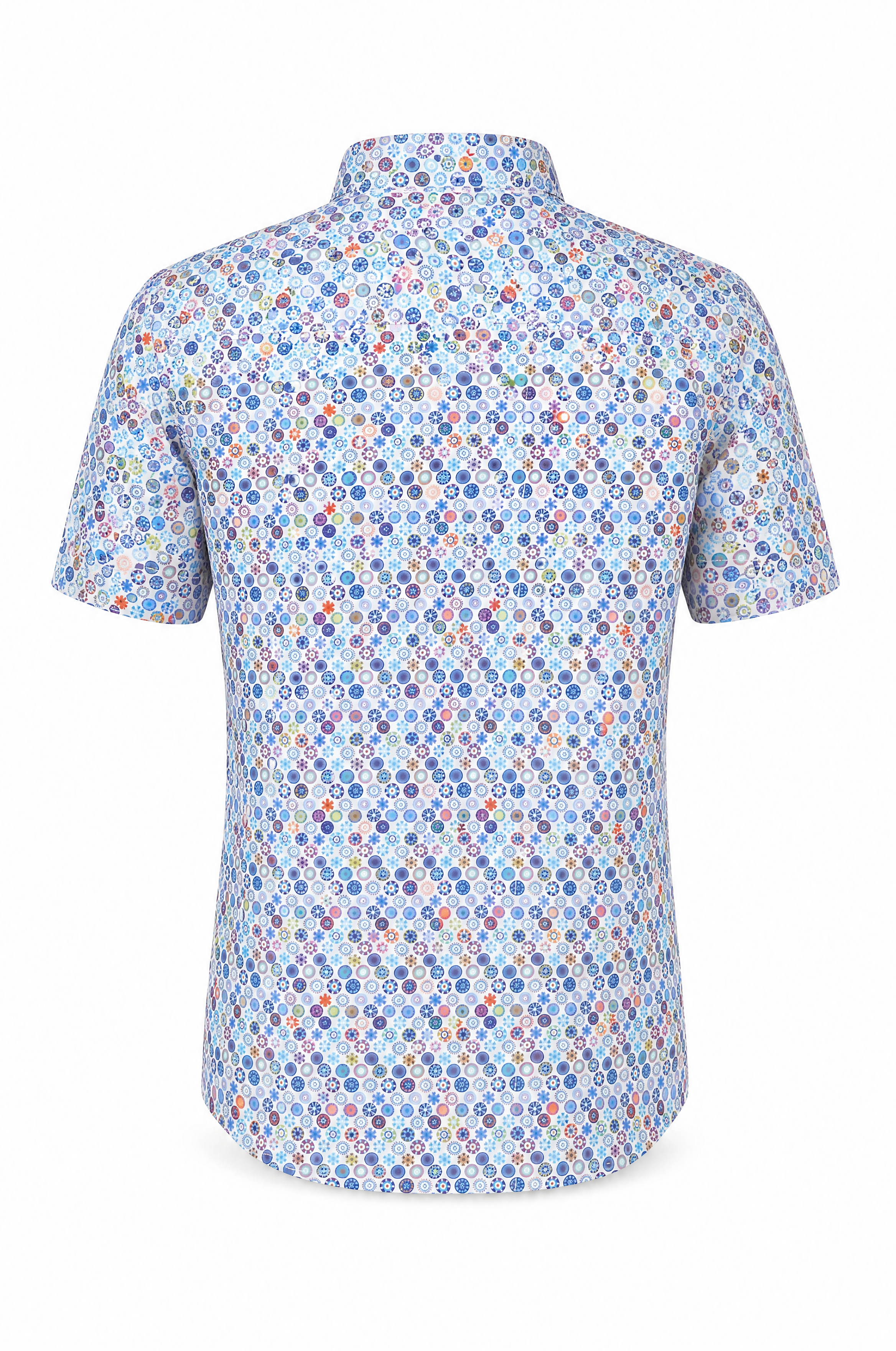 Modern Fit Kurzarm Baumwoll-Herrenhemd mit Allover Kreis Print Sommer