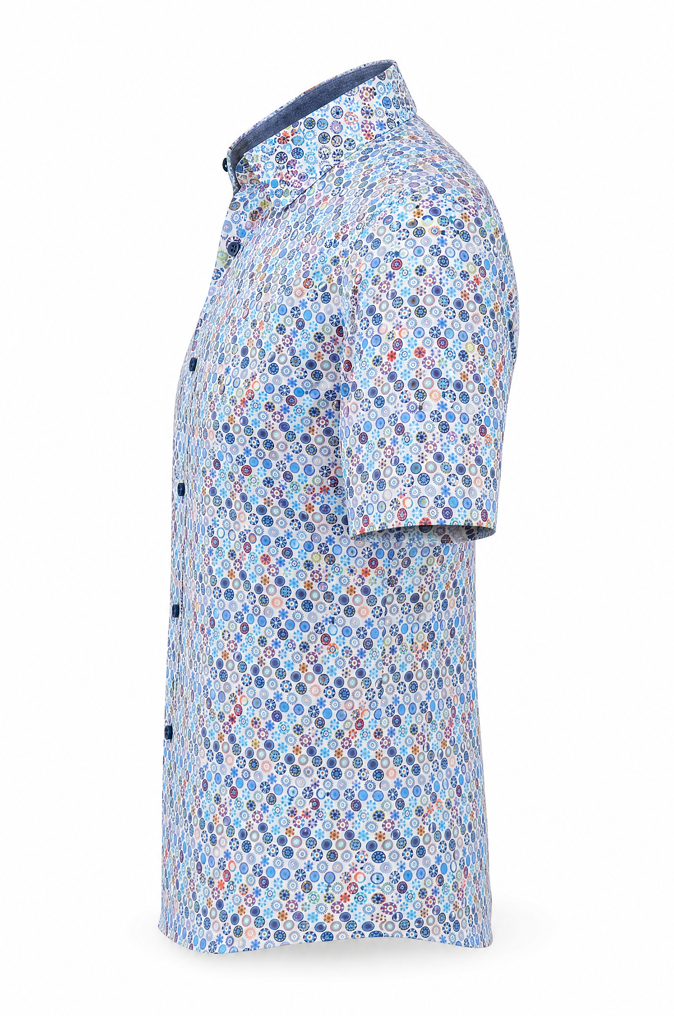 Modern Fit Kurzarm Baumwoll-Herrenhemd mit Allover Kreis Print Sommer