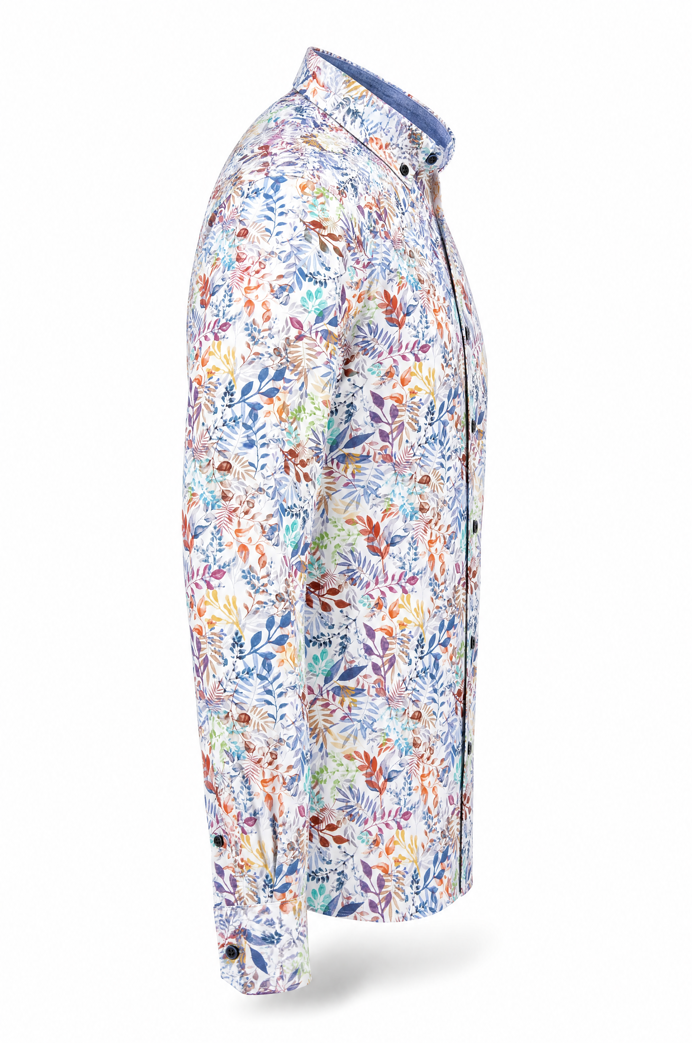Langarm Herrenhemd Popelin mit Pflanzenmuster ideal Sommer