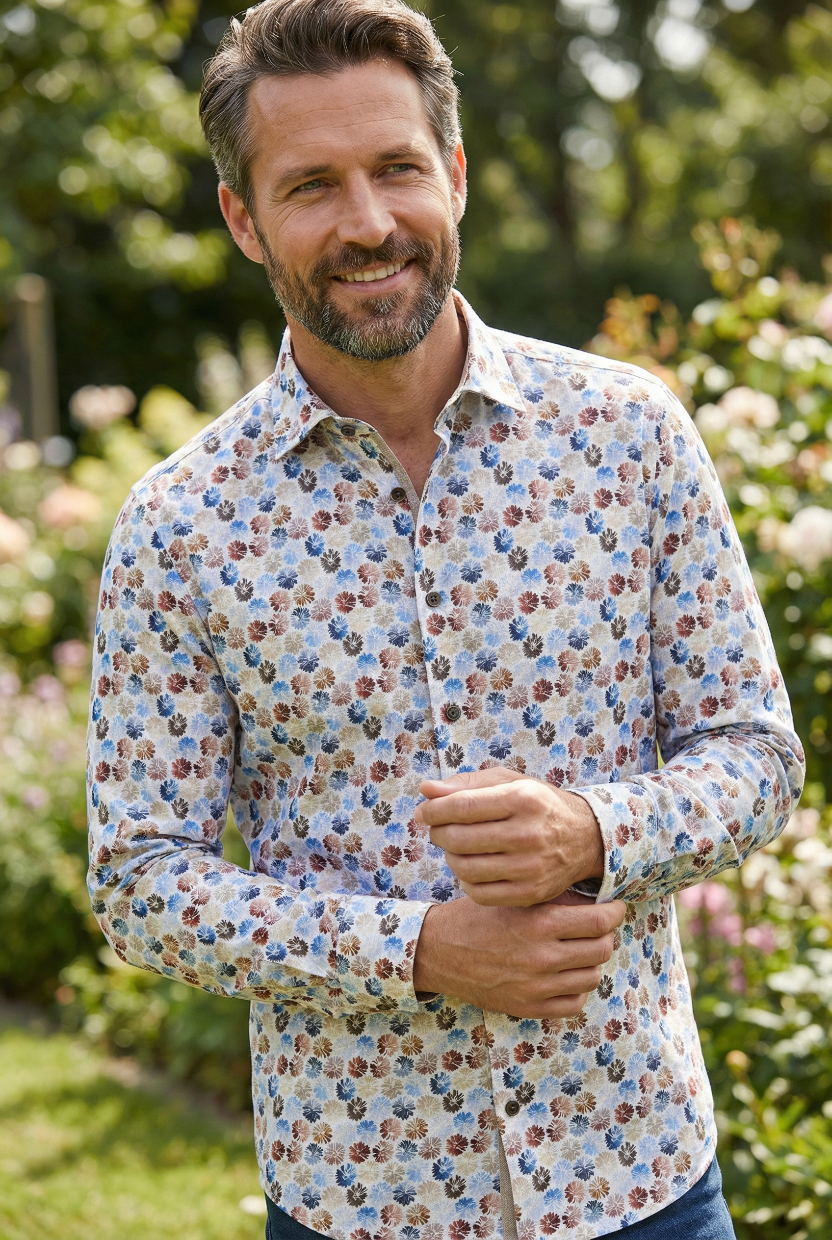 Bawełniana koszula męska z białym nadrukiem