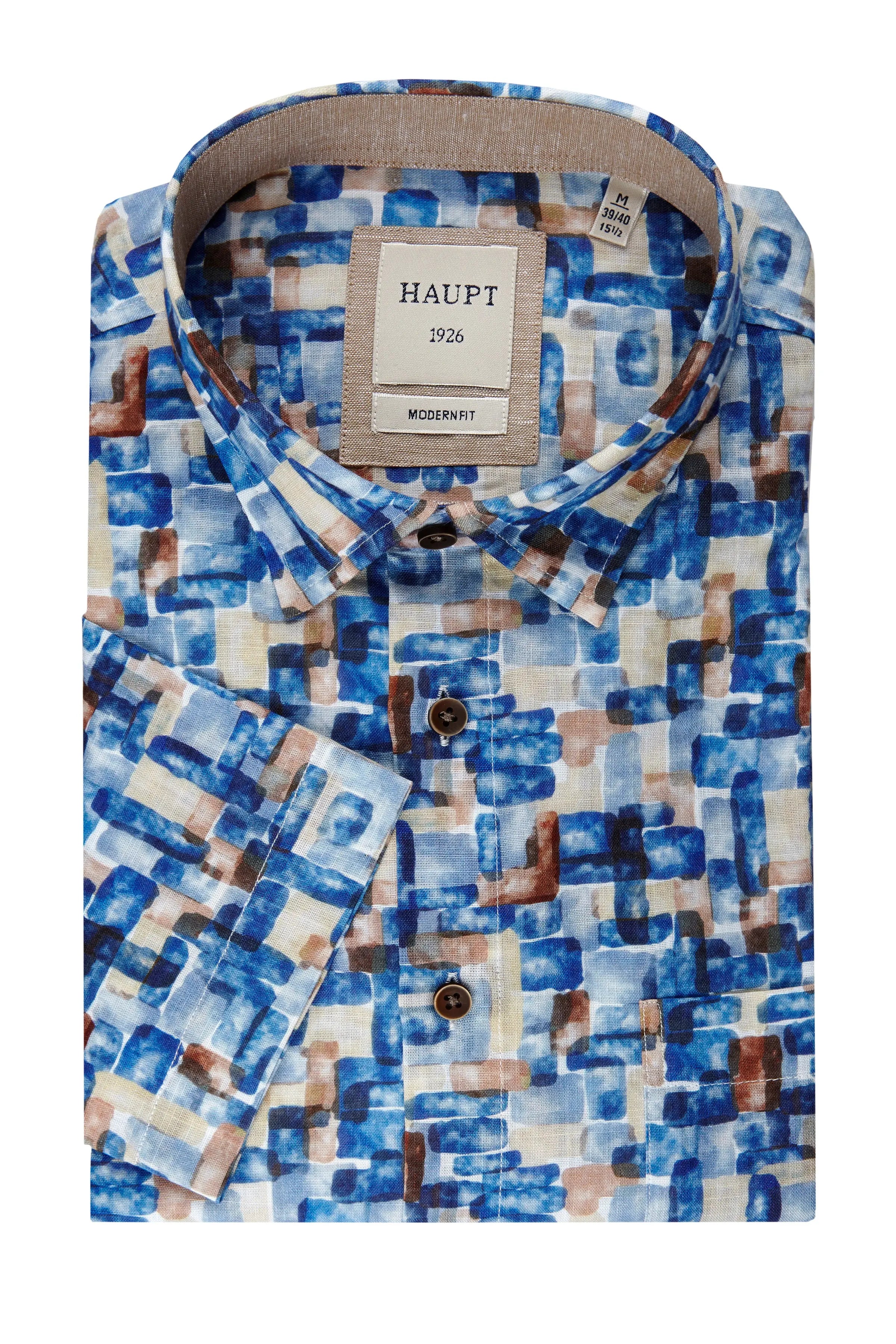 Baumwoll-Herrenhemd navy print Haupt
