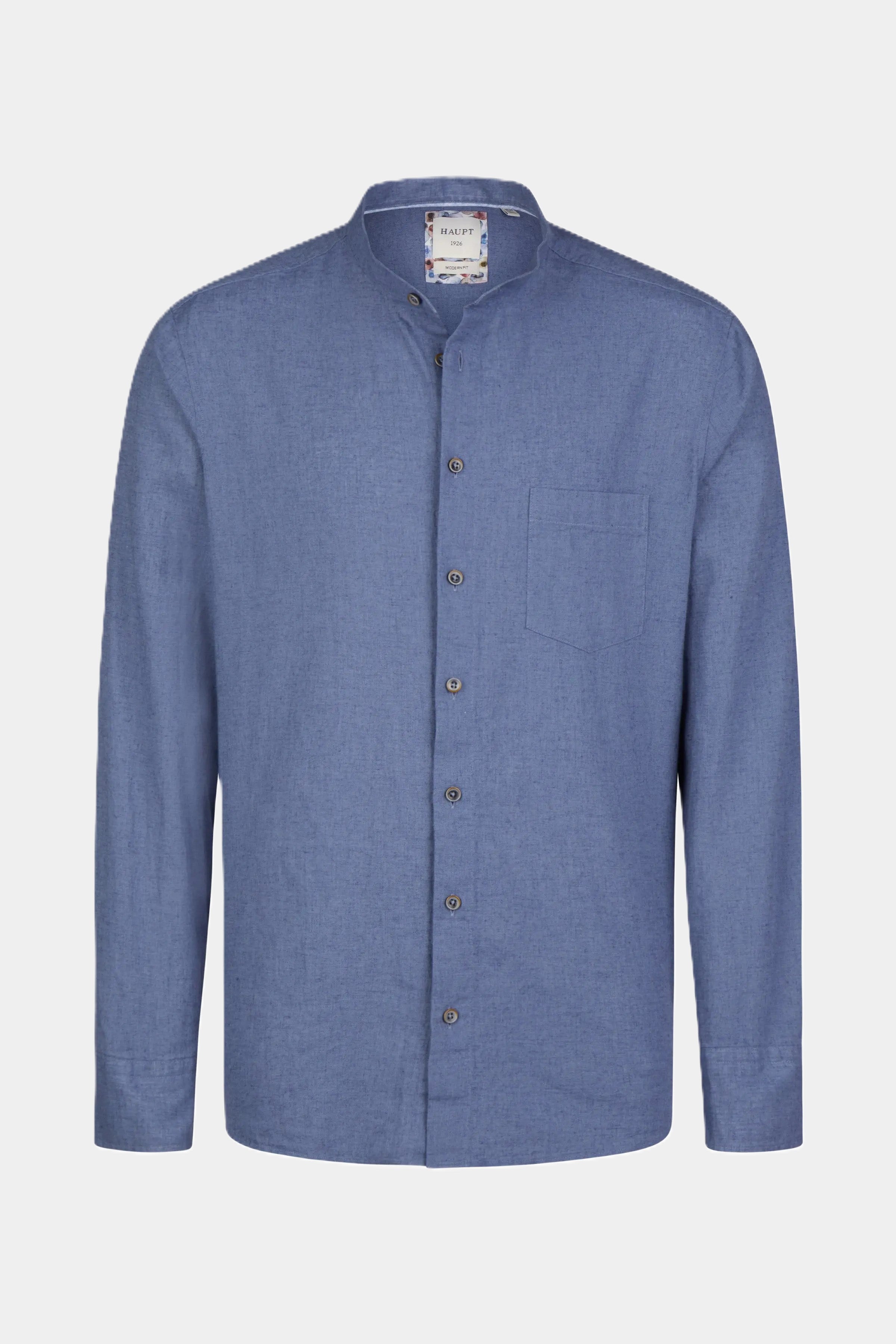 Haupt Cotton-Linen Long Sleeve Men's Shirt Modern Fit with Color Accents light blue