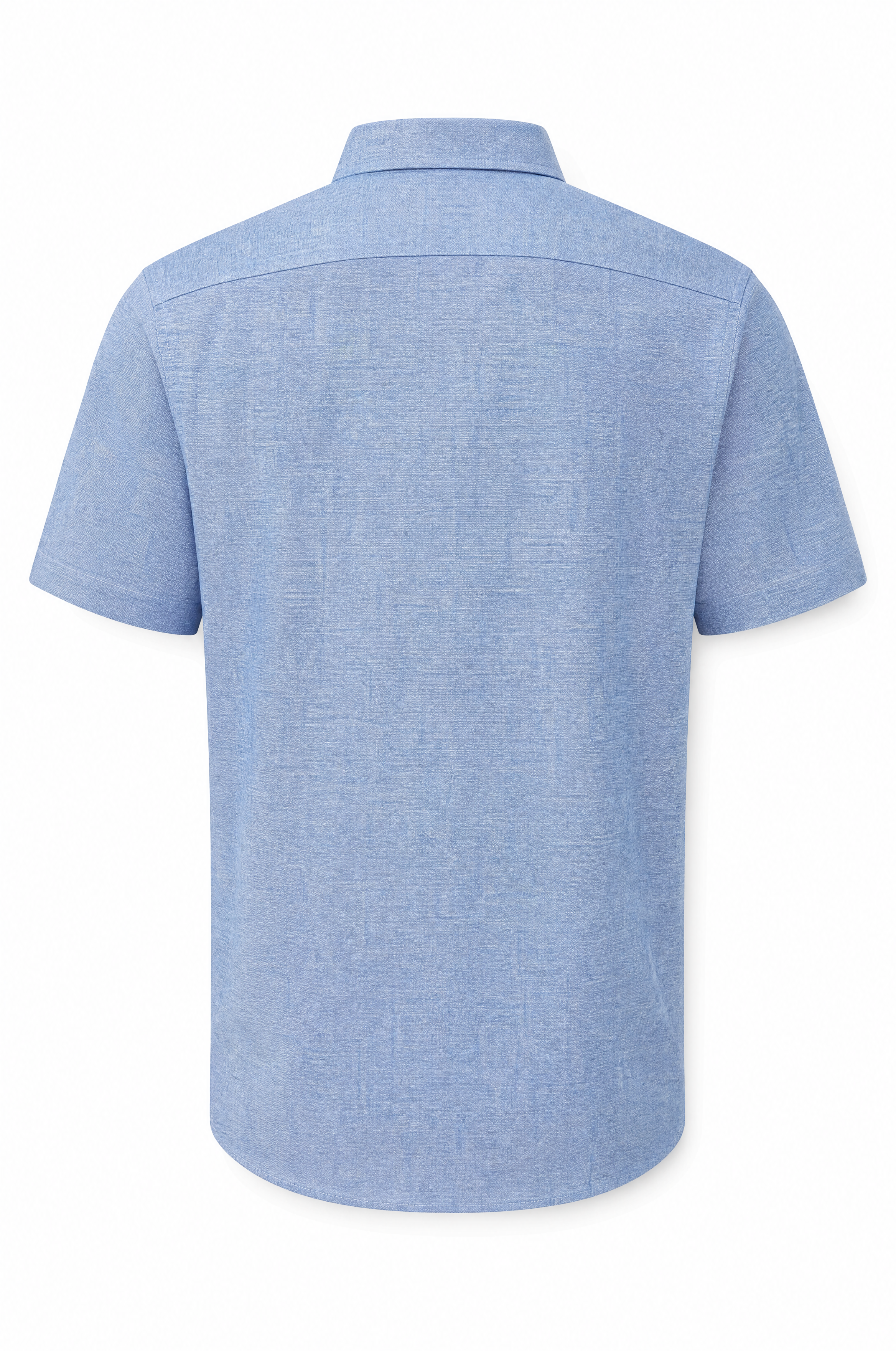 Kurzarm Herrenhemd aus Baumwolle-Leinen Blau Modern Fit Sommer