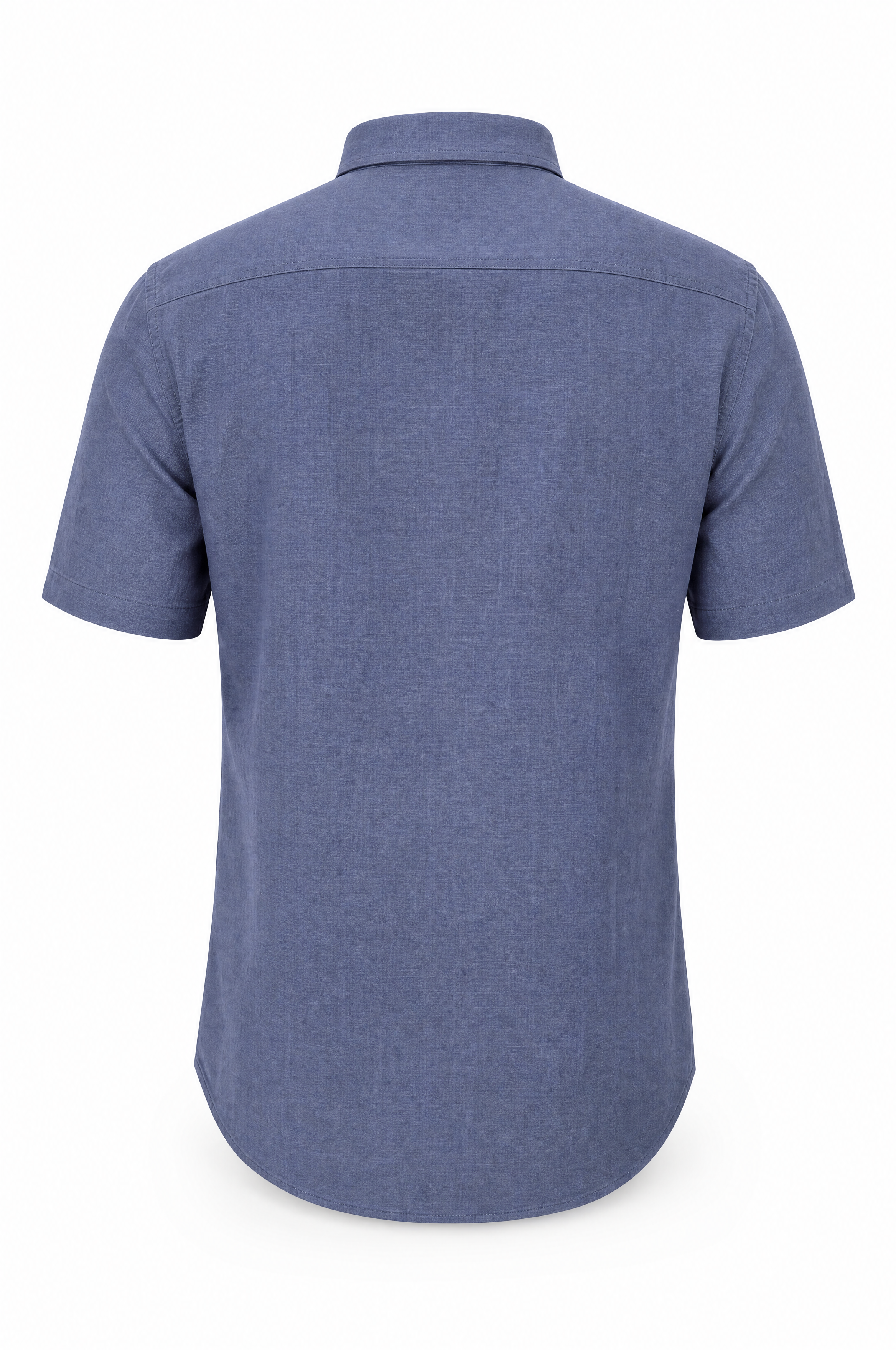 Kurzarm Herrenhemd aus Baumwolle-Leinen Navy Modern Fit Sommer