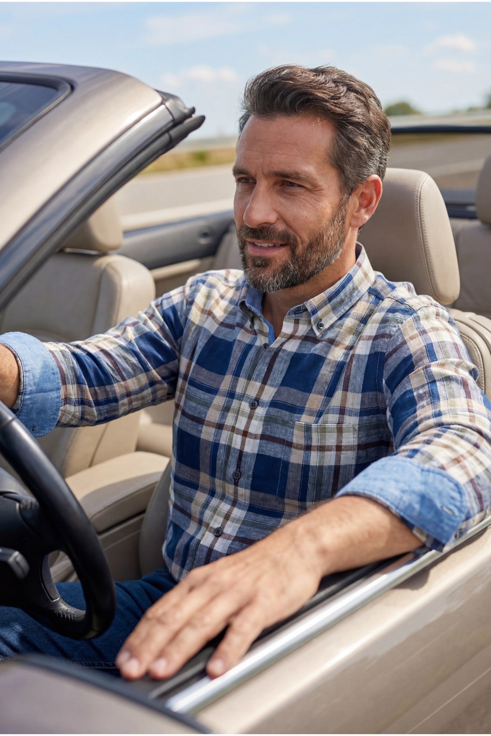 Męska koszula w granatową kratę